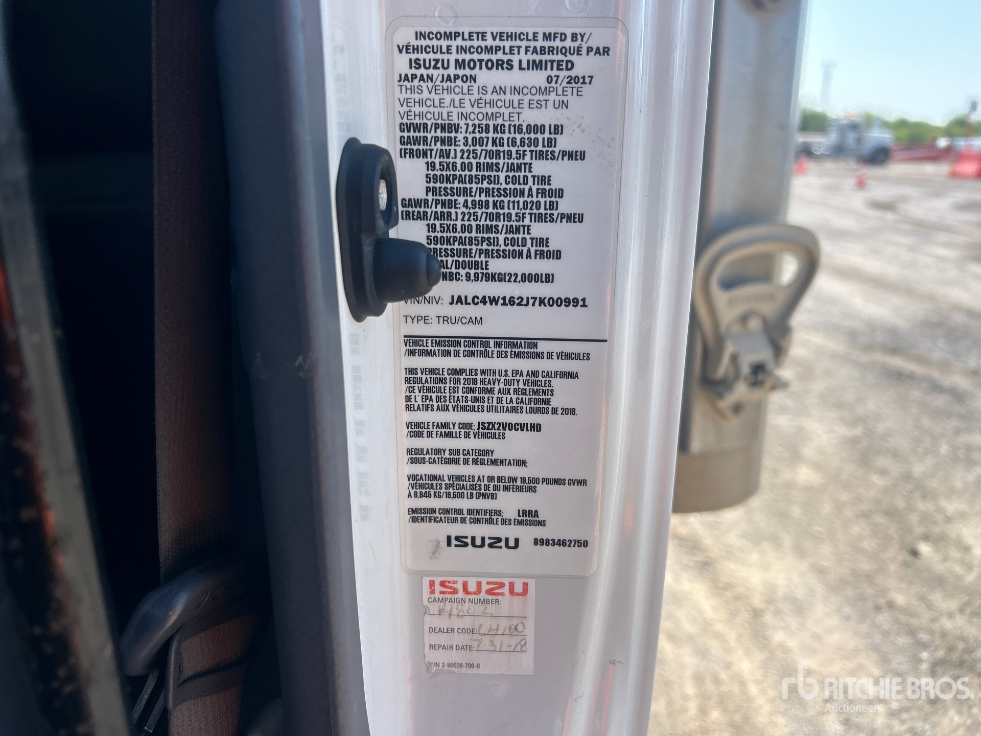 General Appearance with Serial Number / VIN