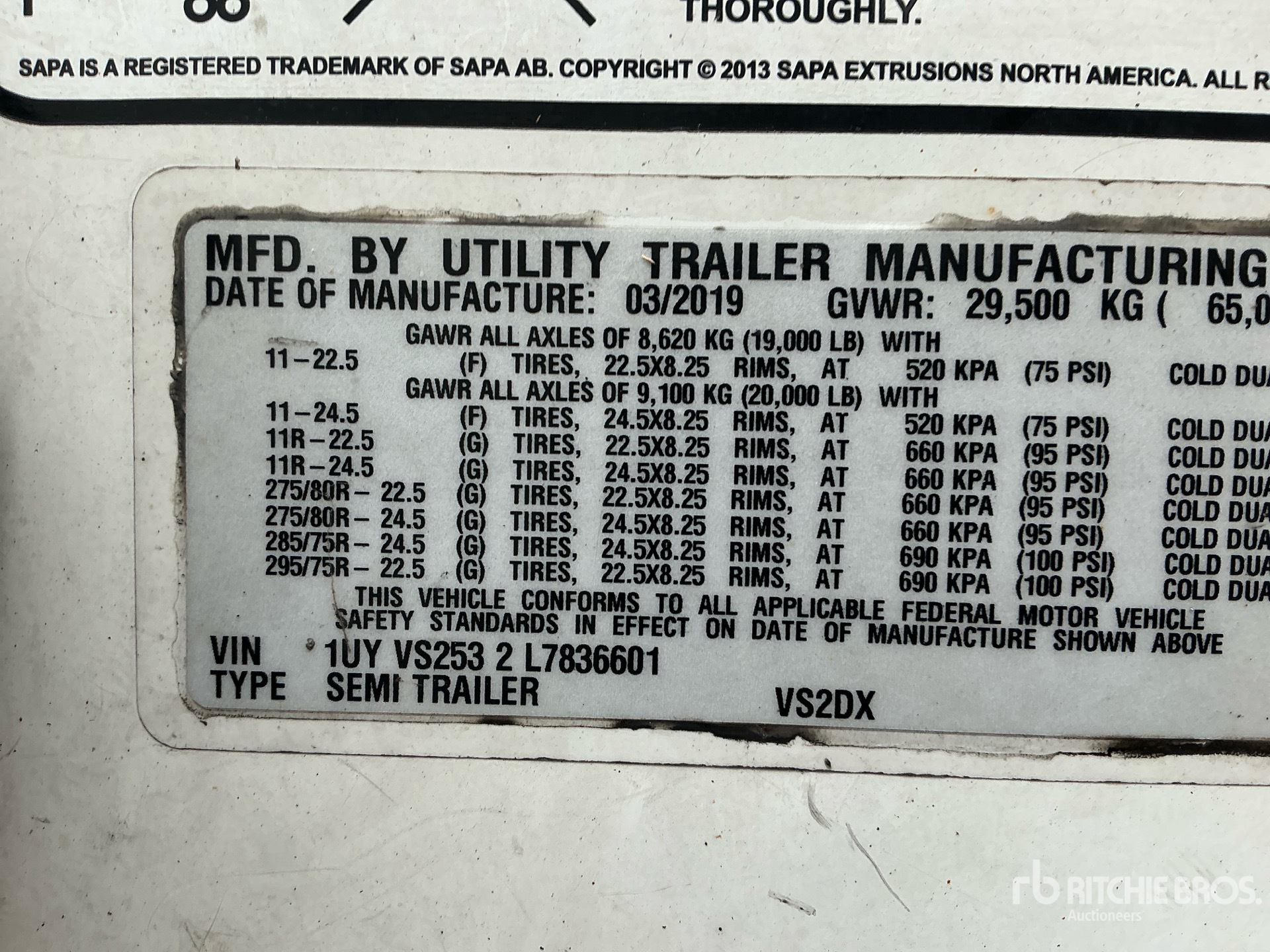 2020 Utility 53 ft x 102 in T/A