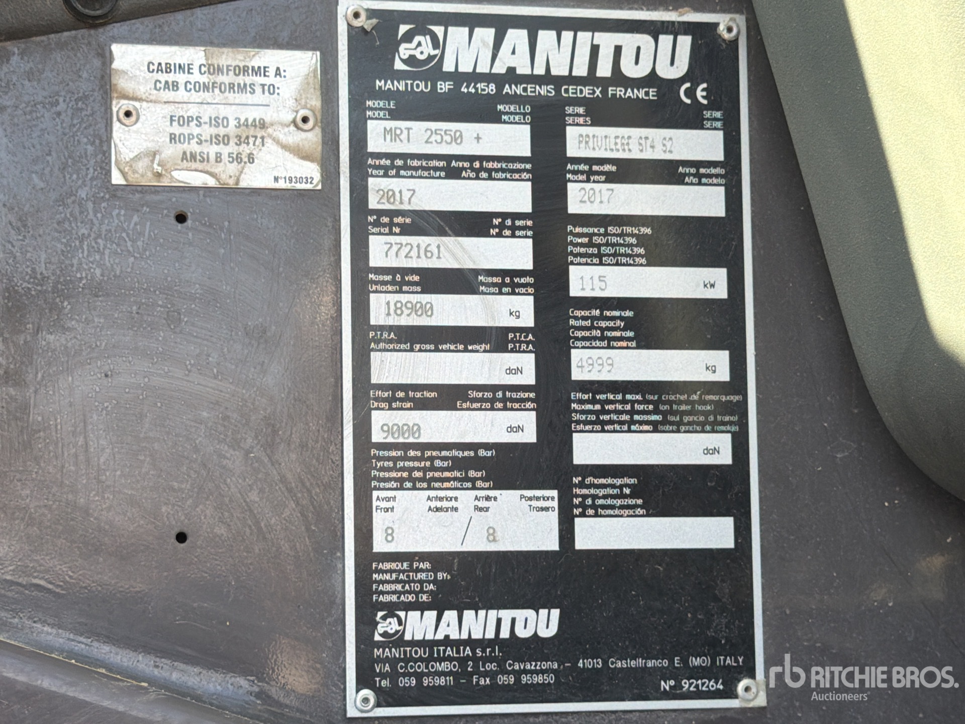 2017 Manitou MRT2550 PRIVILE