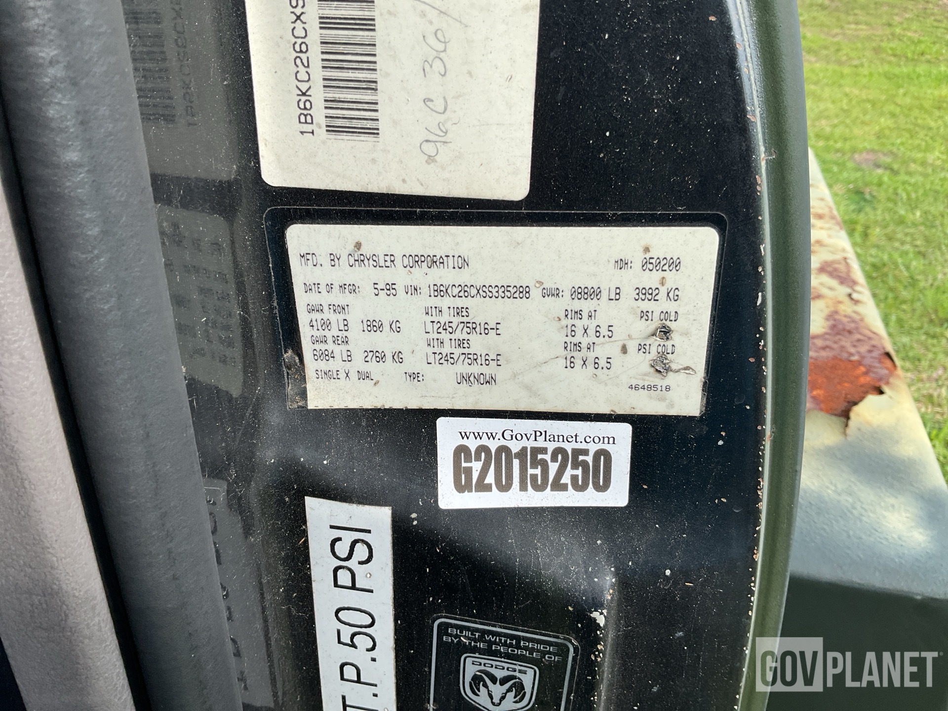 General Appearance with Serial Number / VIN
