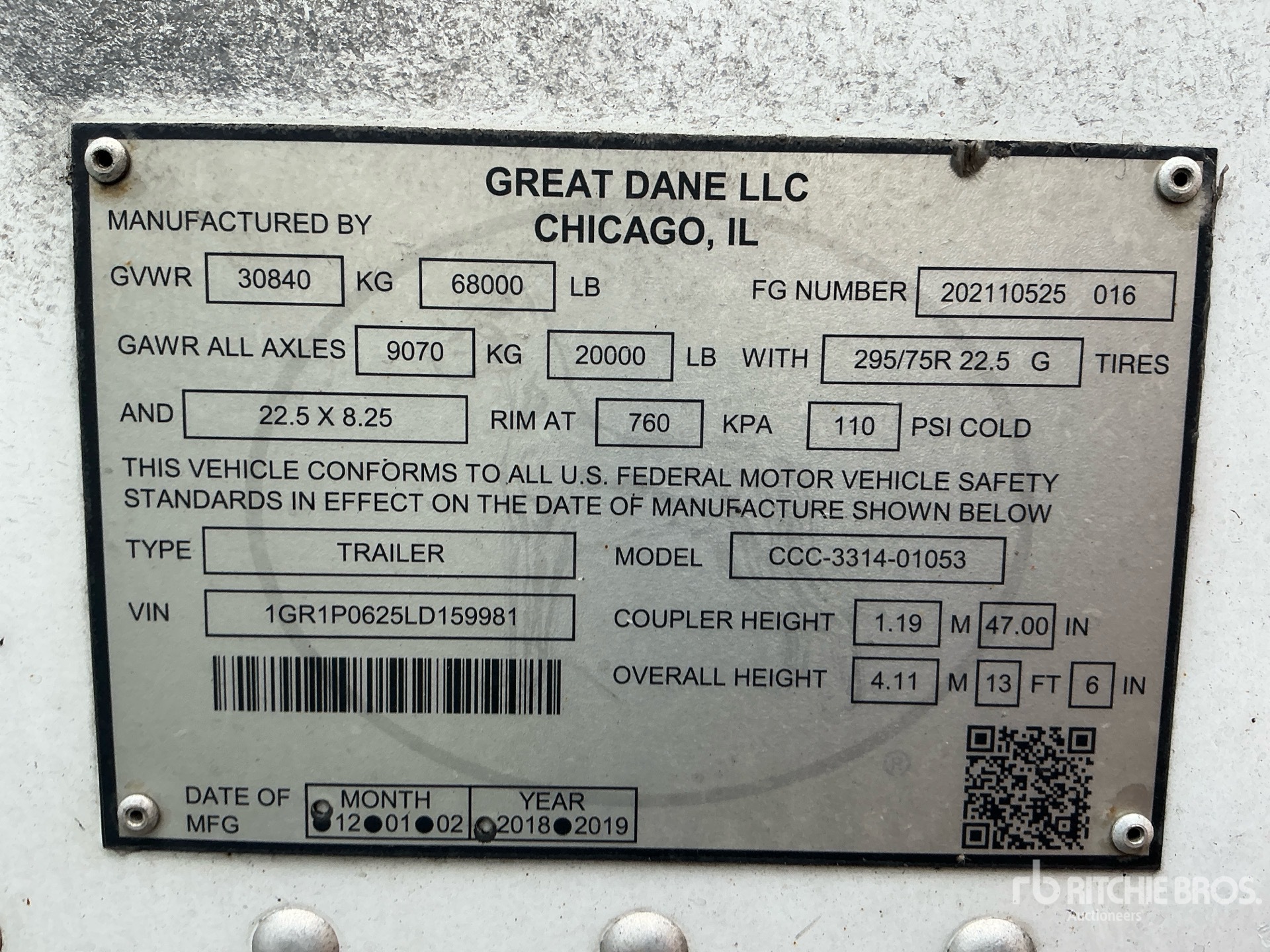 2020 Great Dane 53 ft x 102 in T/A