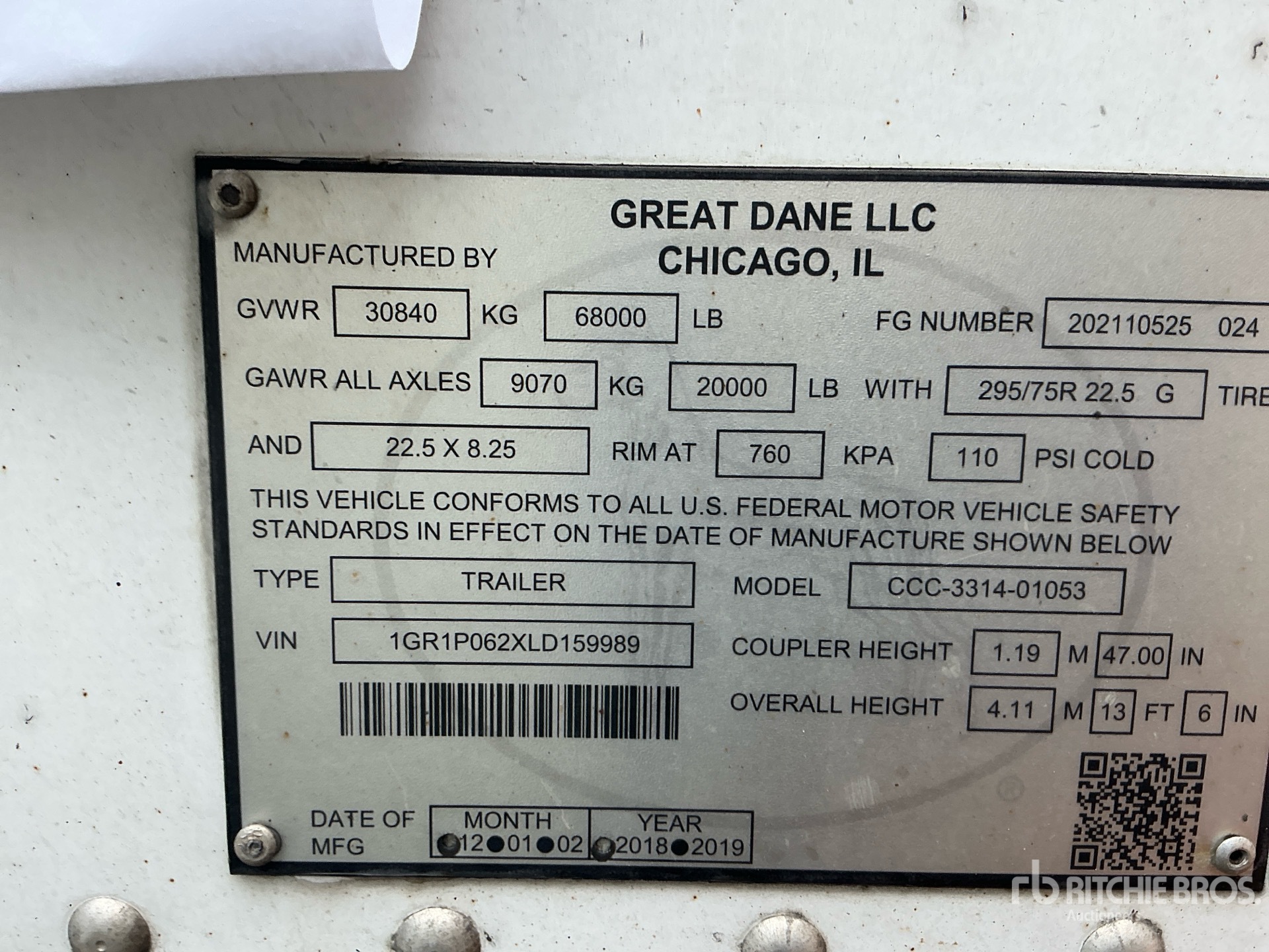 2020 Great Dane 53 ft x 102 in T/A
