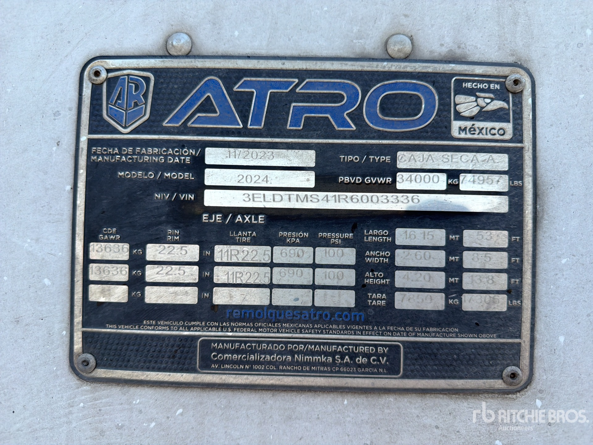 2024 Atro 53 ft x 102 in T/A Caja Seca /