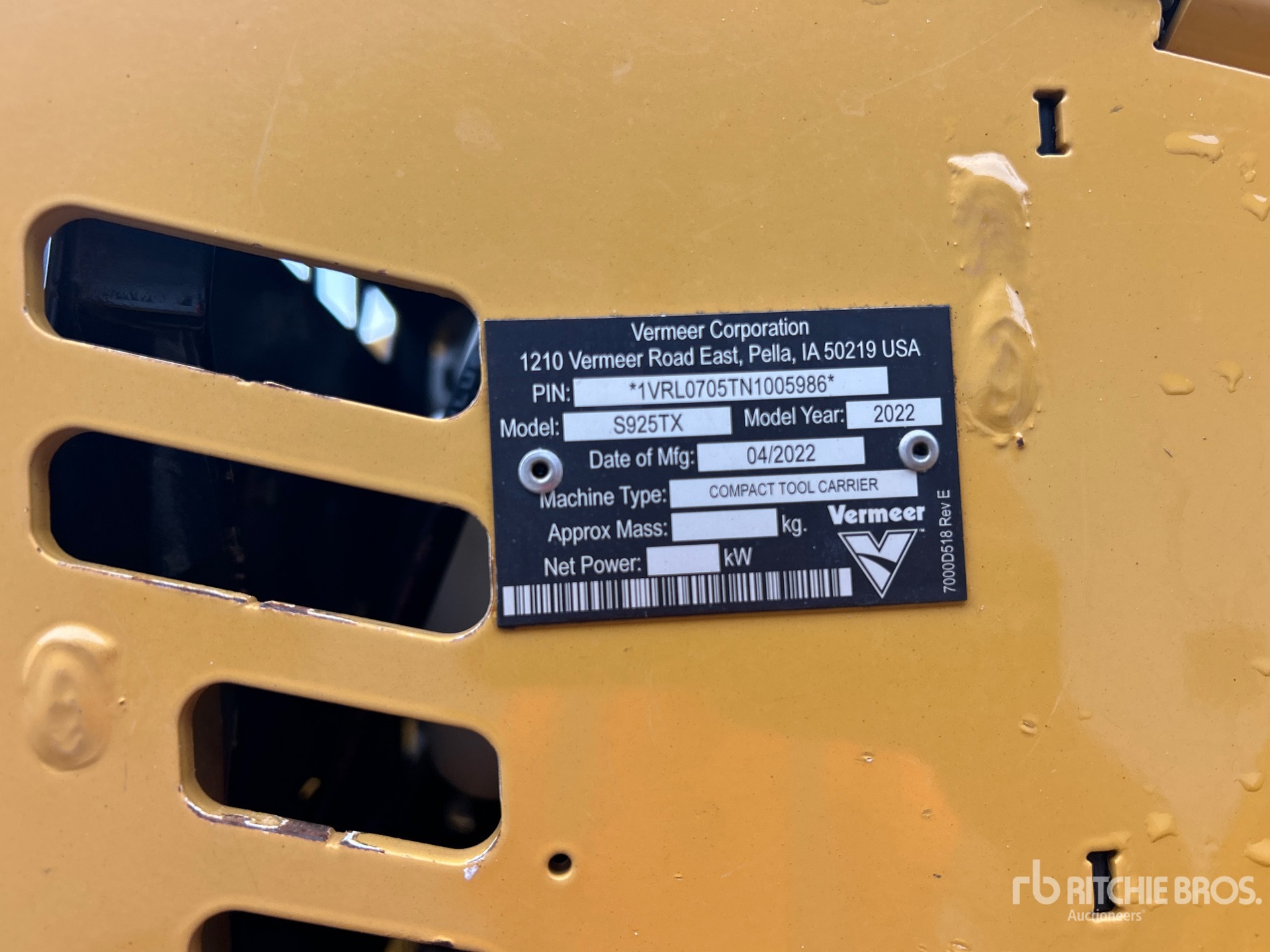 2022 Vermeer S925TX
