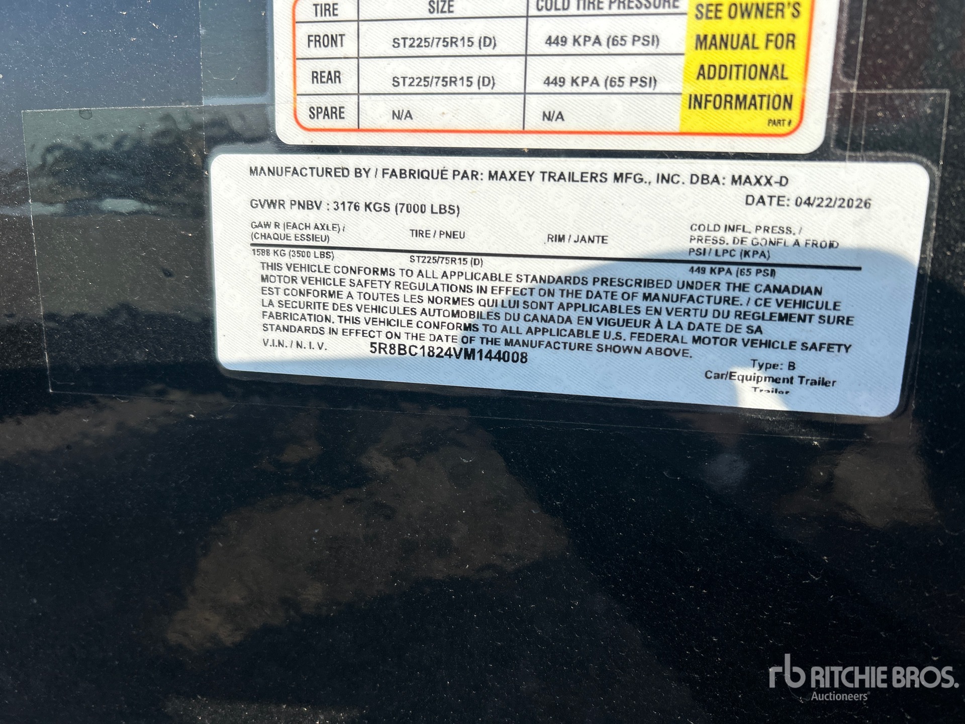 General Appearance with Serial Number / VIN