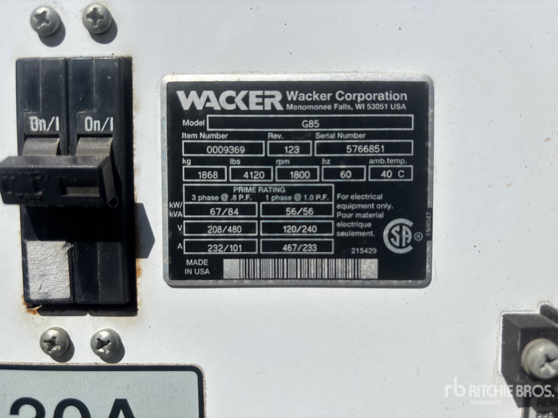 2007 Wacker Neuson G85