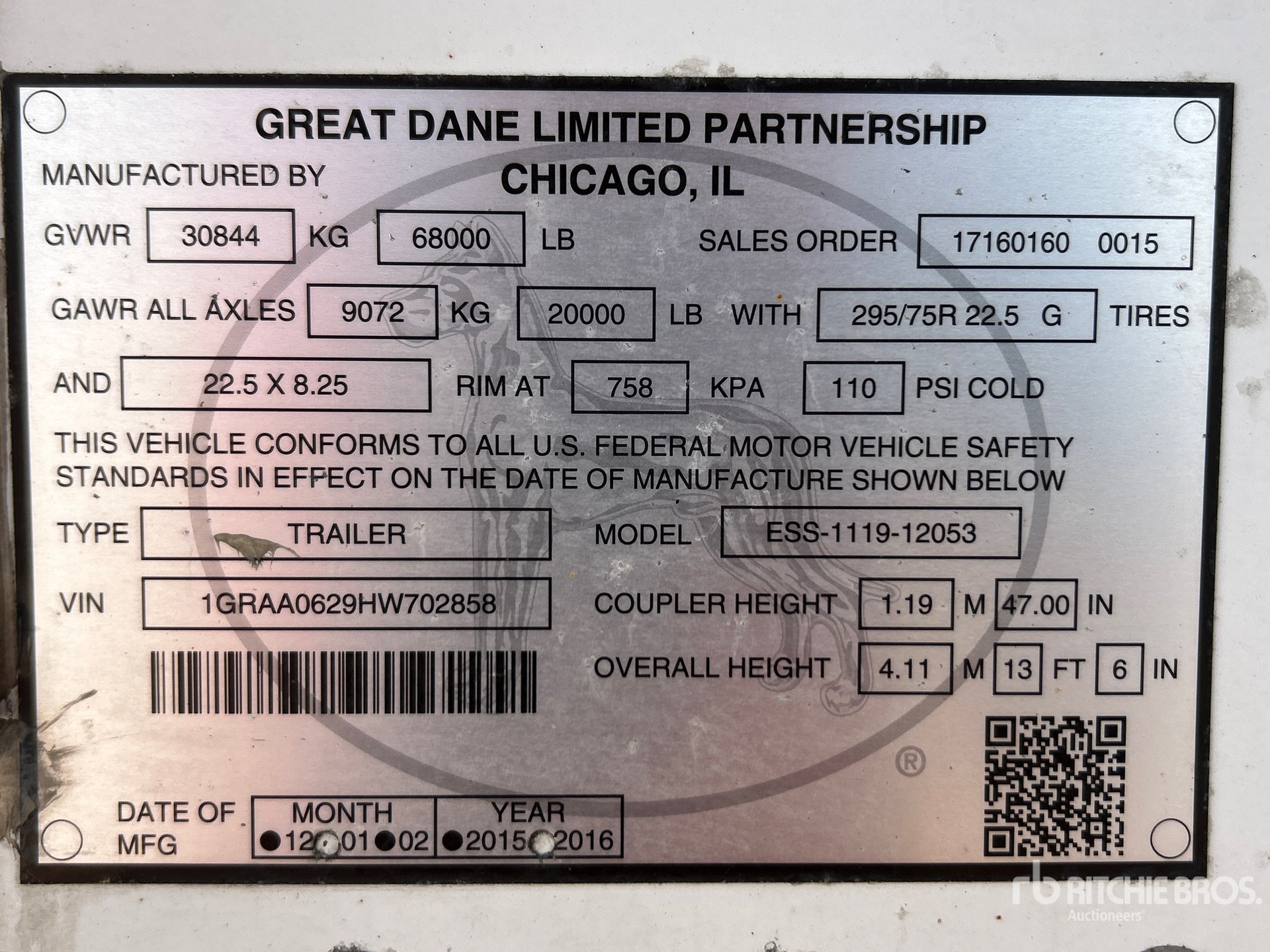 2017 Great Dane ESS-1119-12053