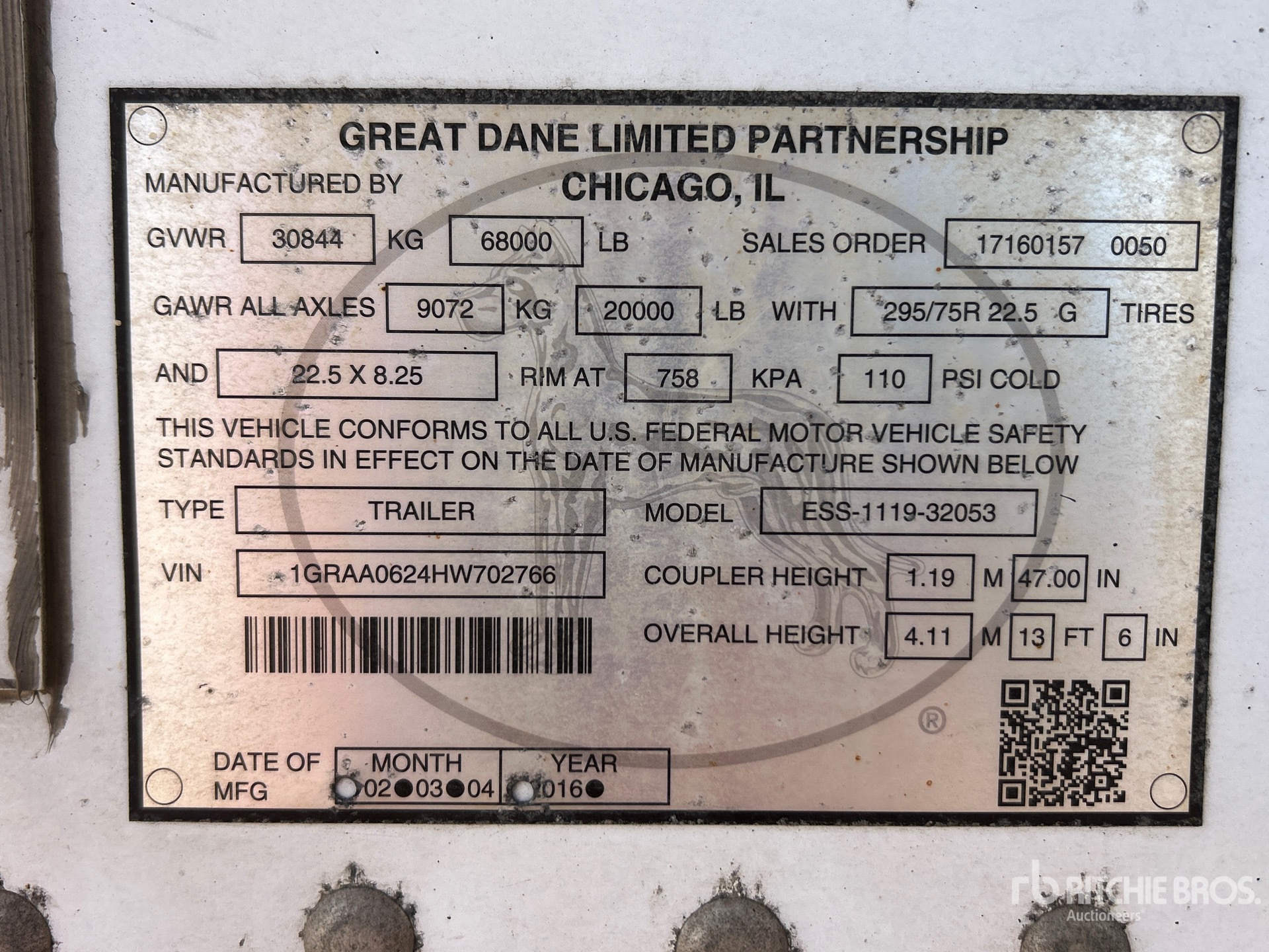 2017 Great Dane ESS-1119-32053