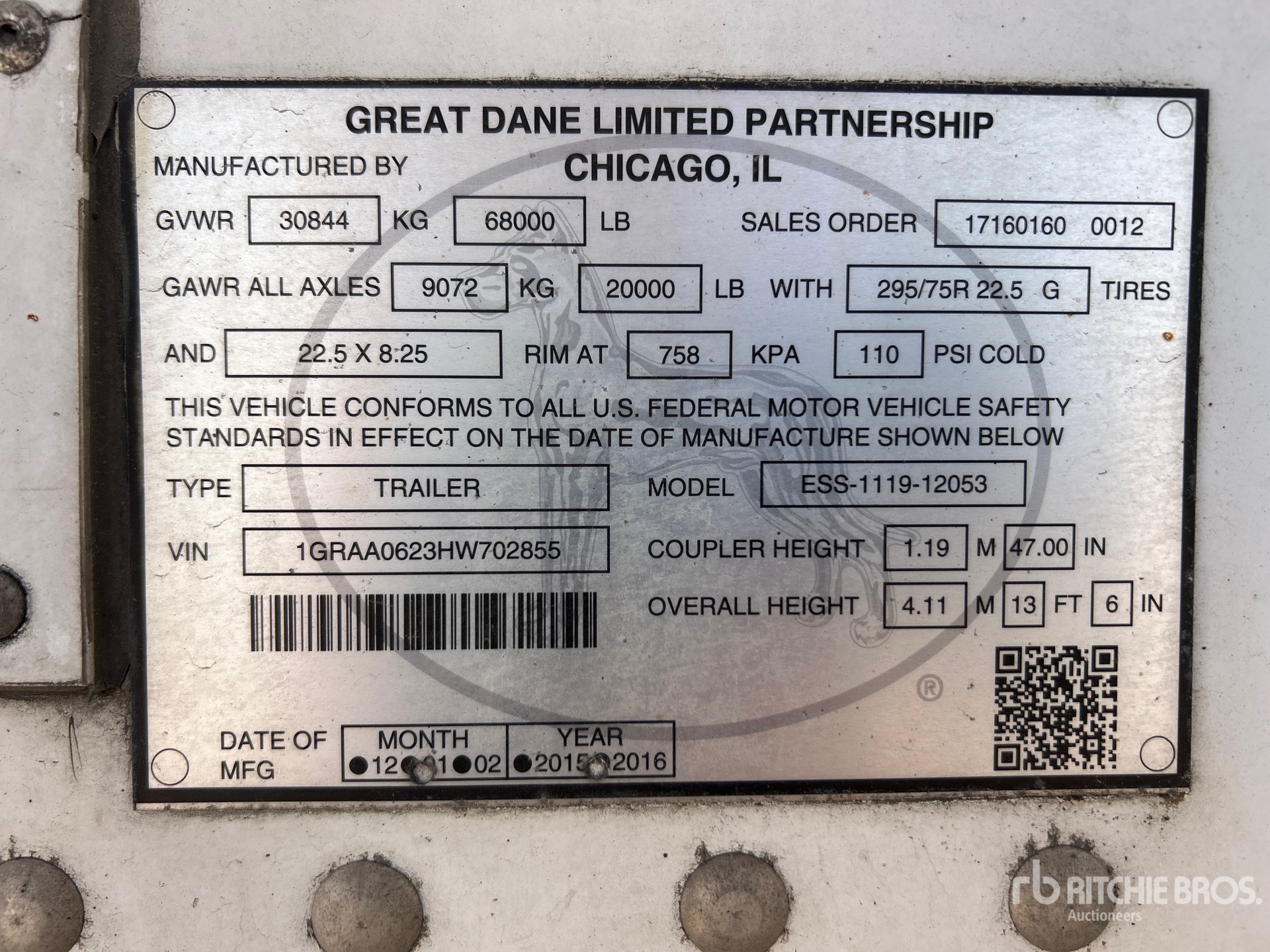 2017 Great Dane 53 ft T/A