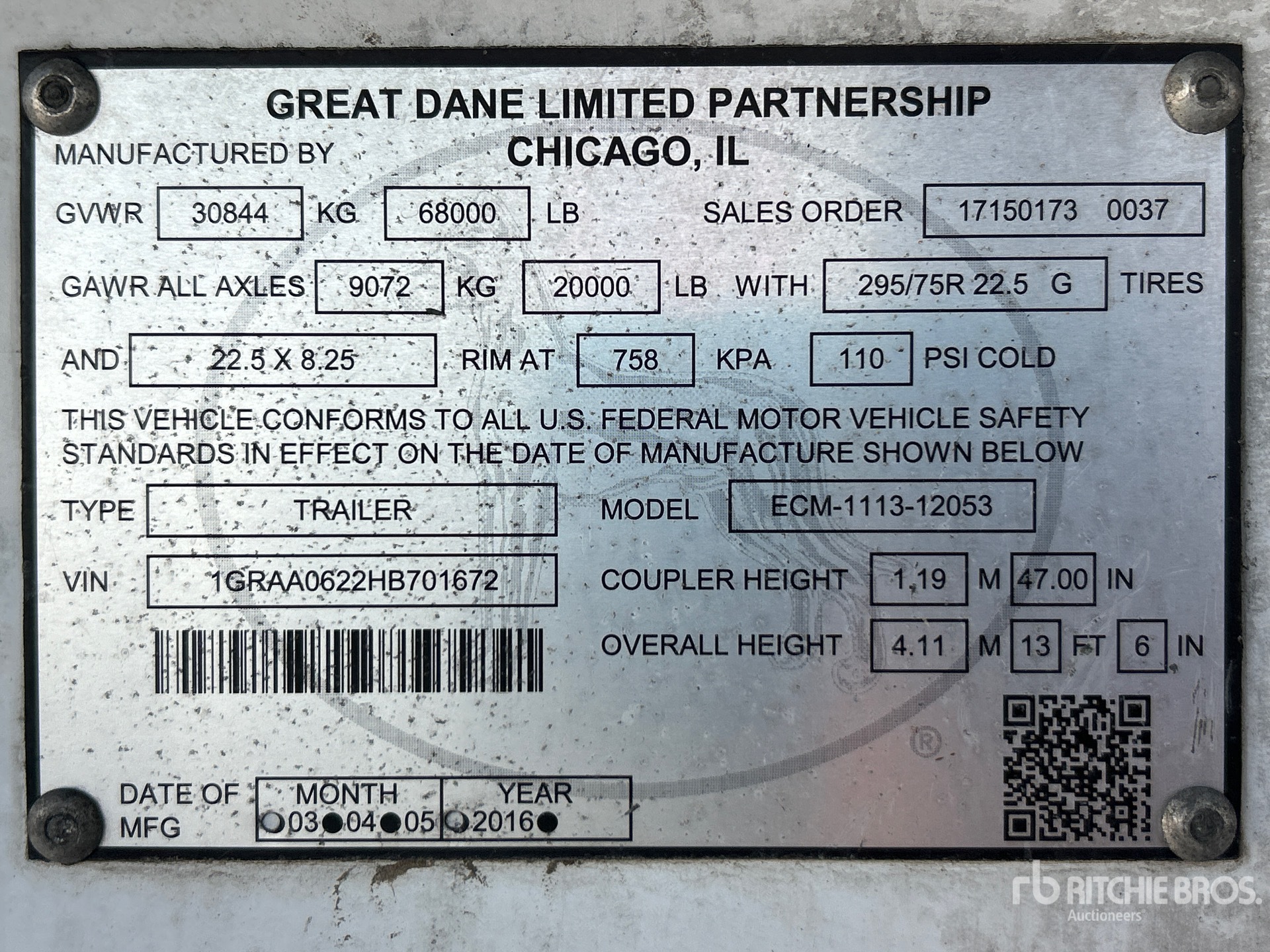 2017 Great Dane ECM-1113-12053