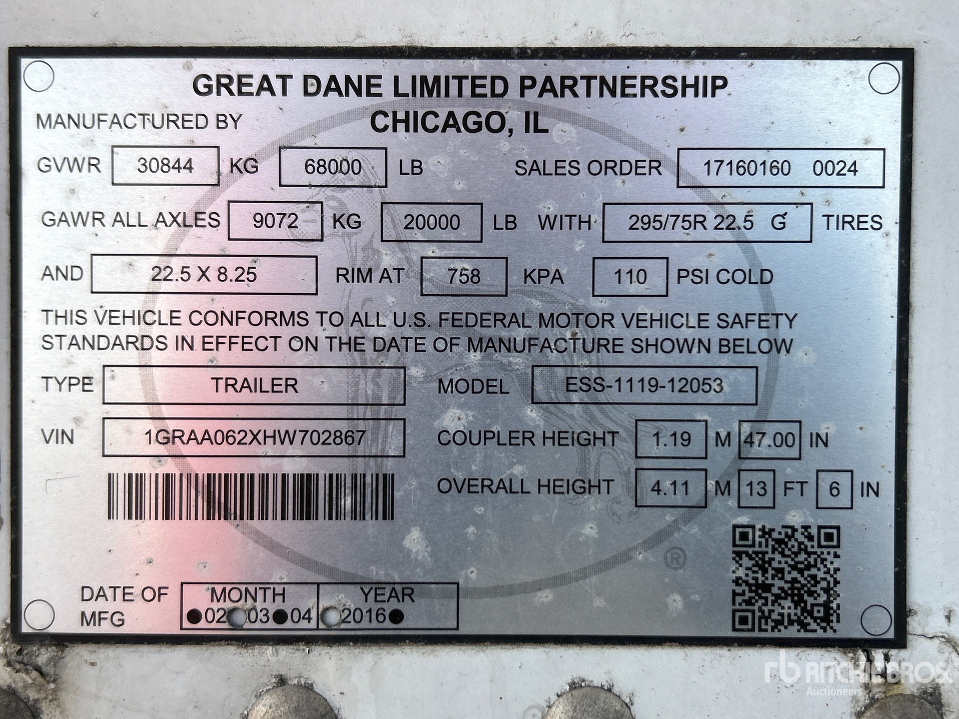 2017 Great Dane ESS-1119-12053