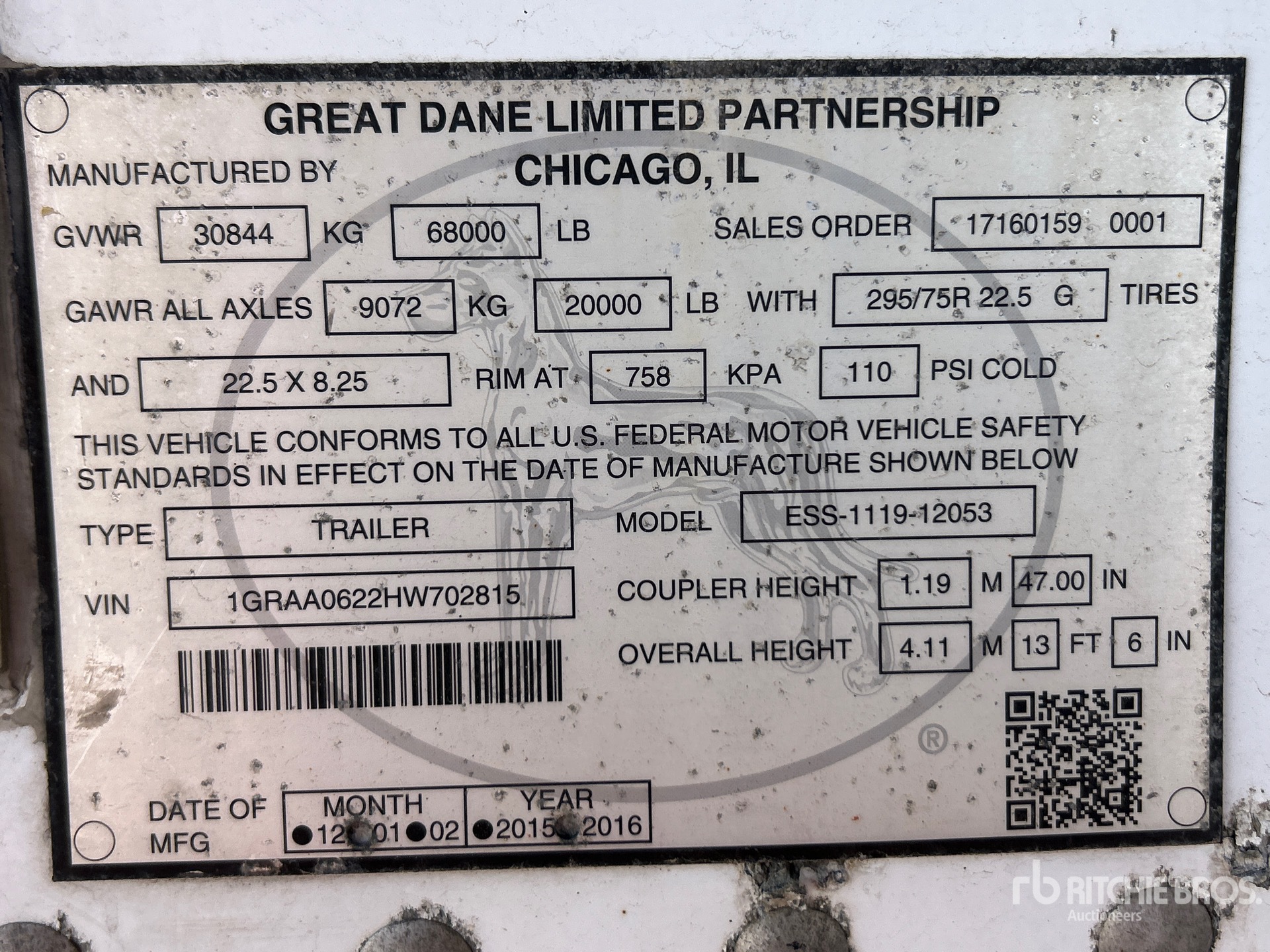 2017 Great Dane 53 ft T/A