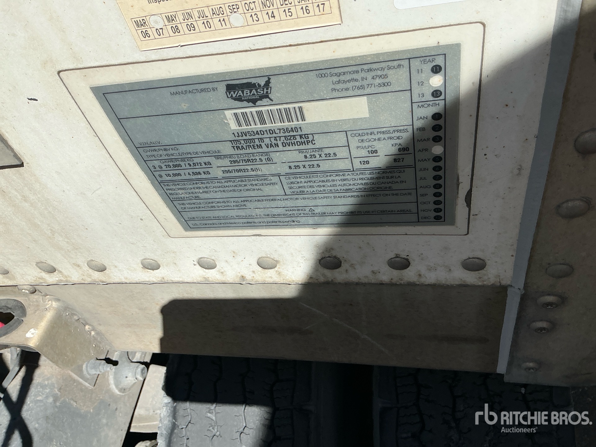 2013 Wabash 53 ft x 102 in Quad/A