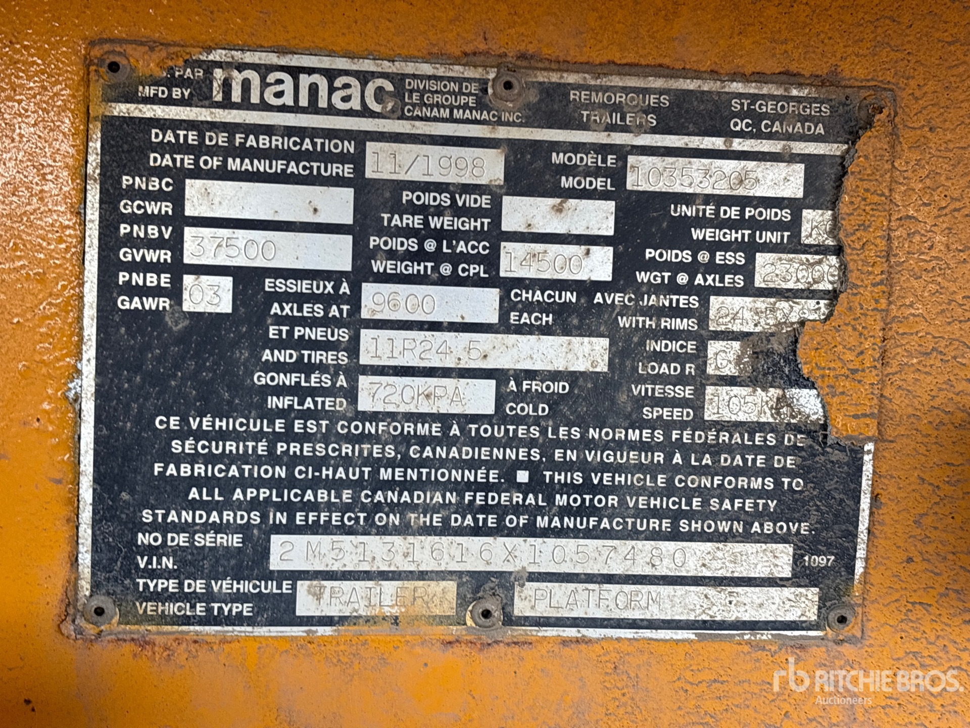 1999 Manac 35 ft Tri/A