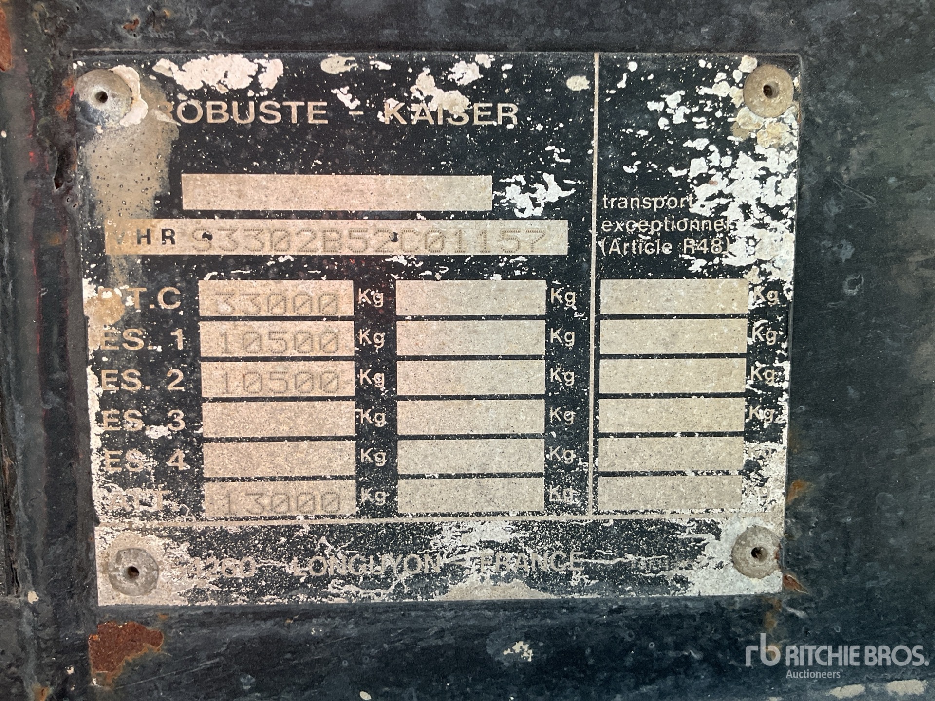 2005 Robuste-Kaiser T/A Semi-Remorque Benne