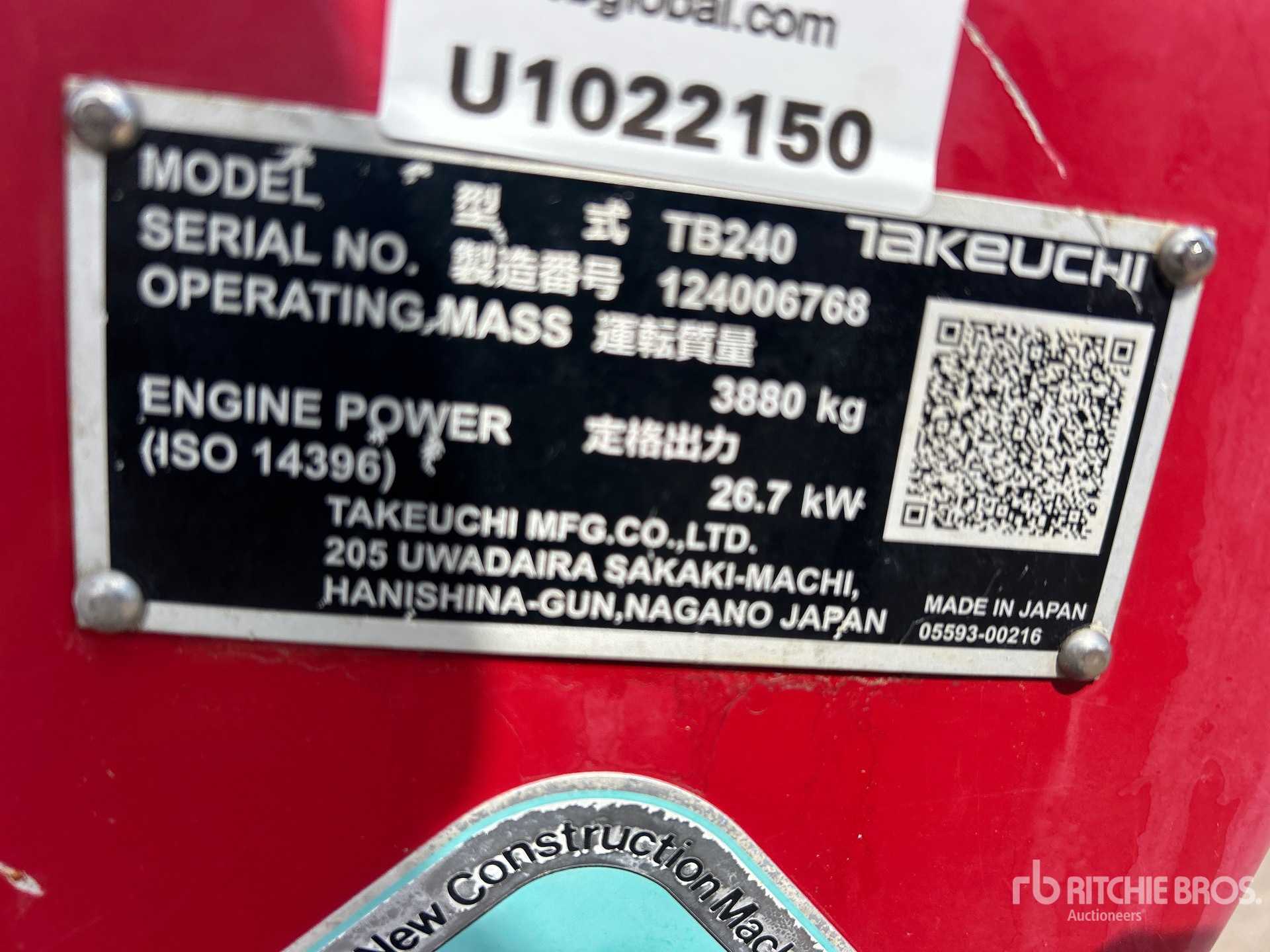 2022 Takeuchi TB240