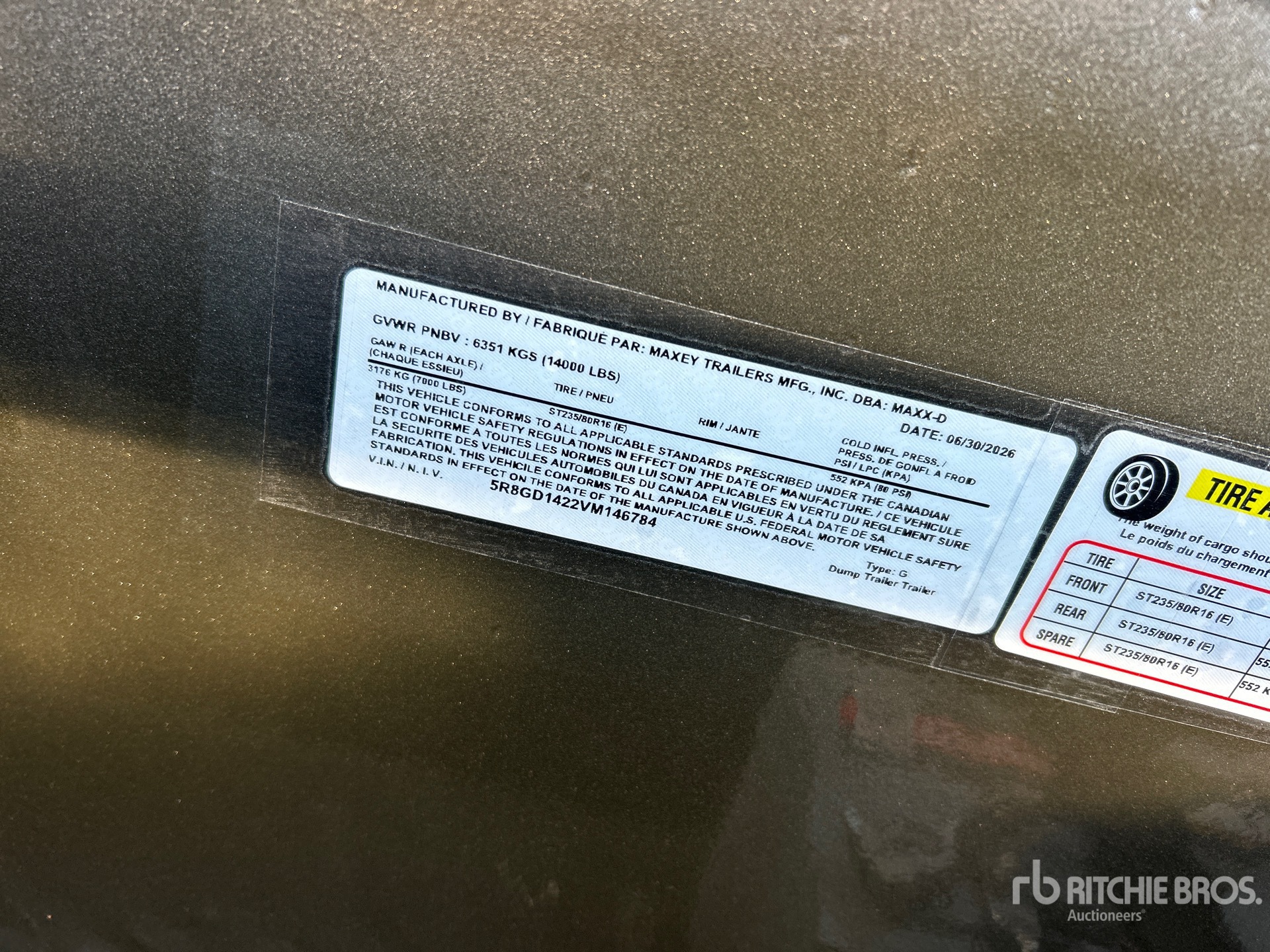 General Appearance with Serial Number / VIN