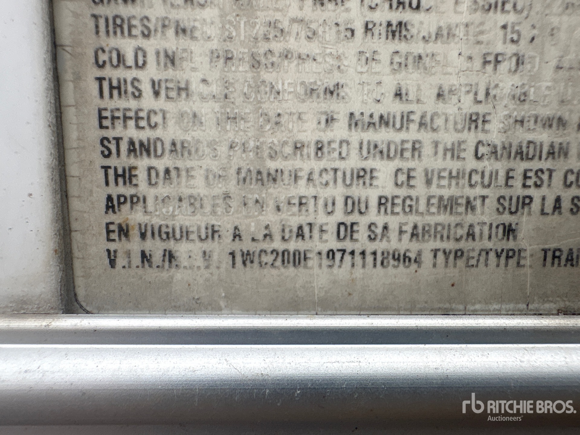 General Appearance with Serial Number / VIN
