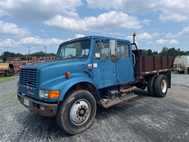 1991 International 4700 4x2 Crew Cab Flatbed Dump Truck