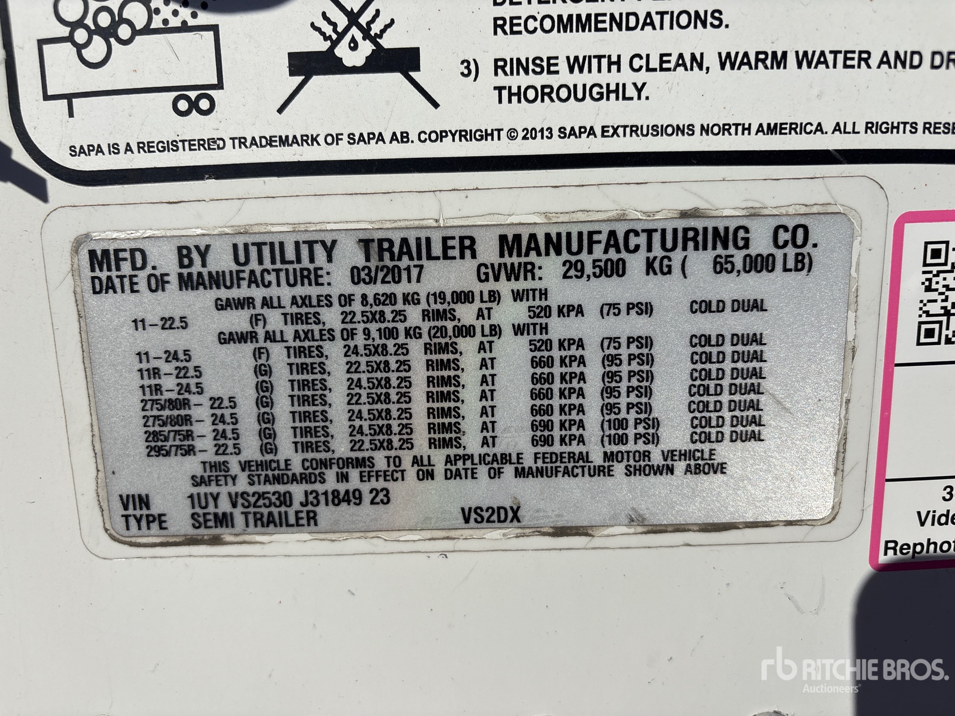 2018 Utility 53 ft x 102 in T/A
