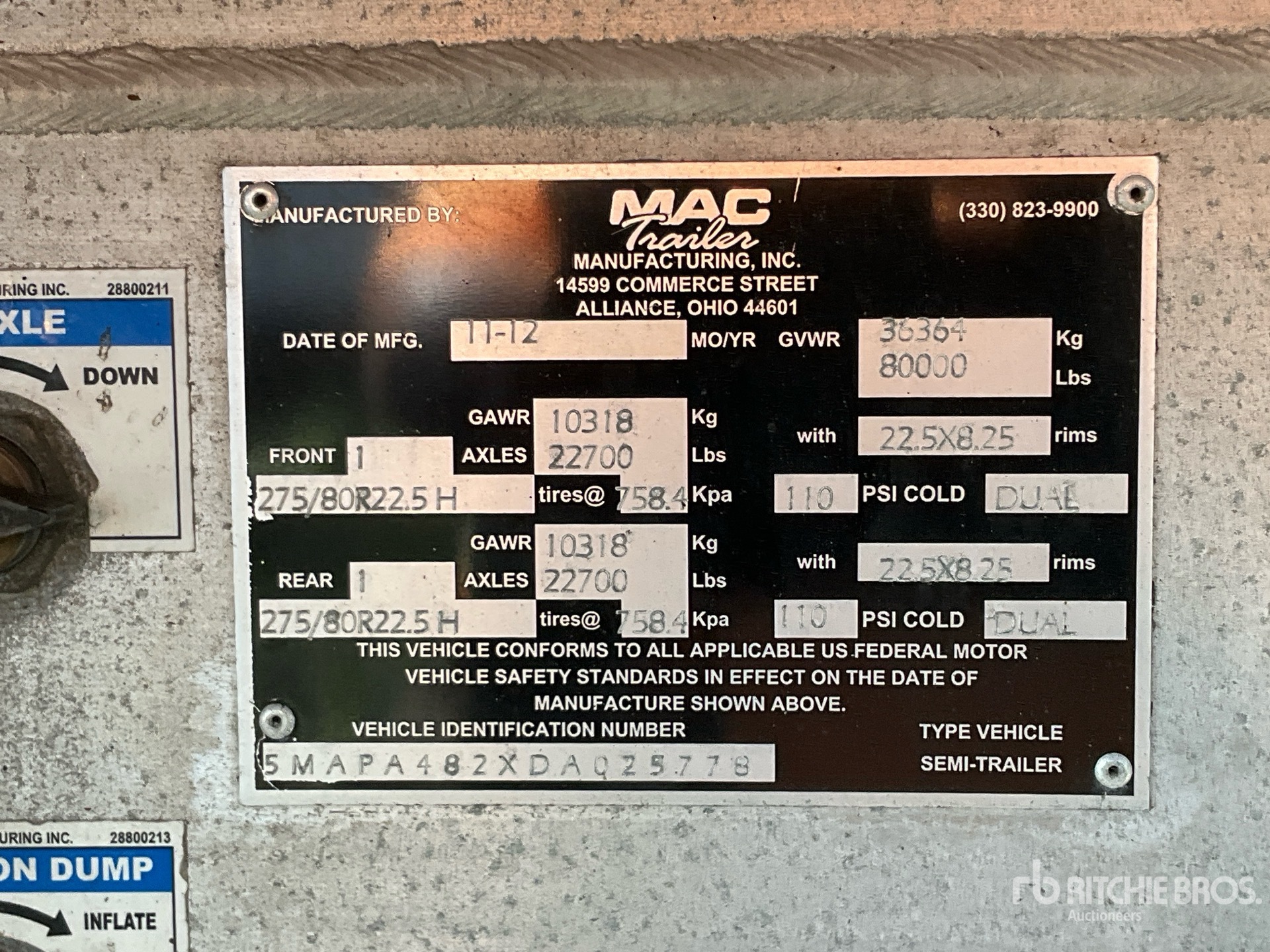 2013 Mac 48 ft T/A