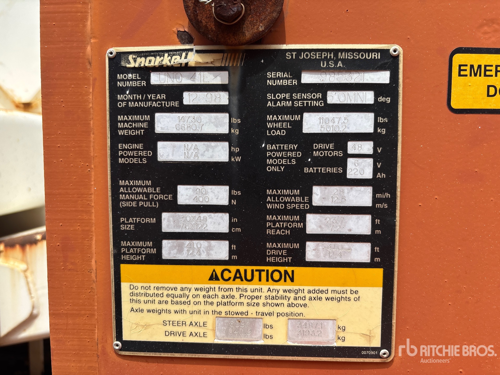 General Appearance with Serial Number / VIN