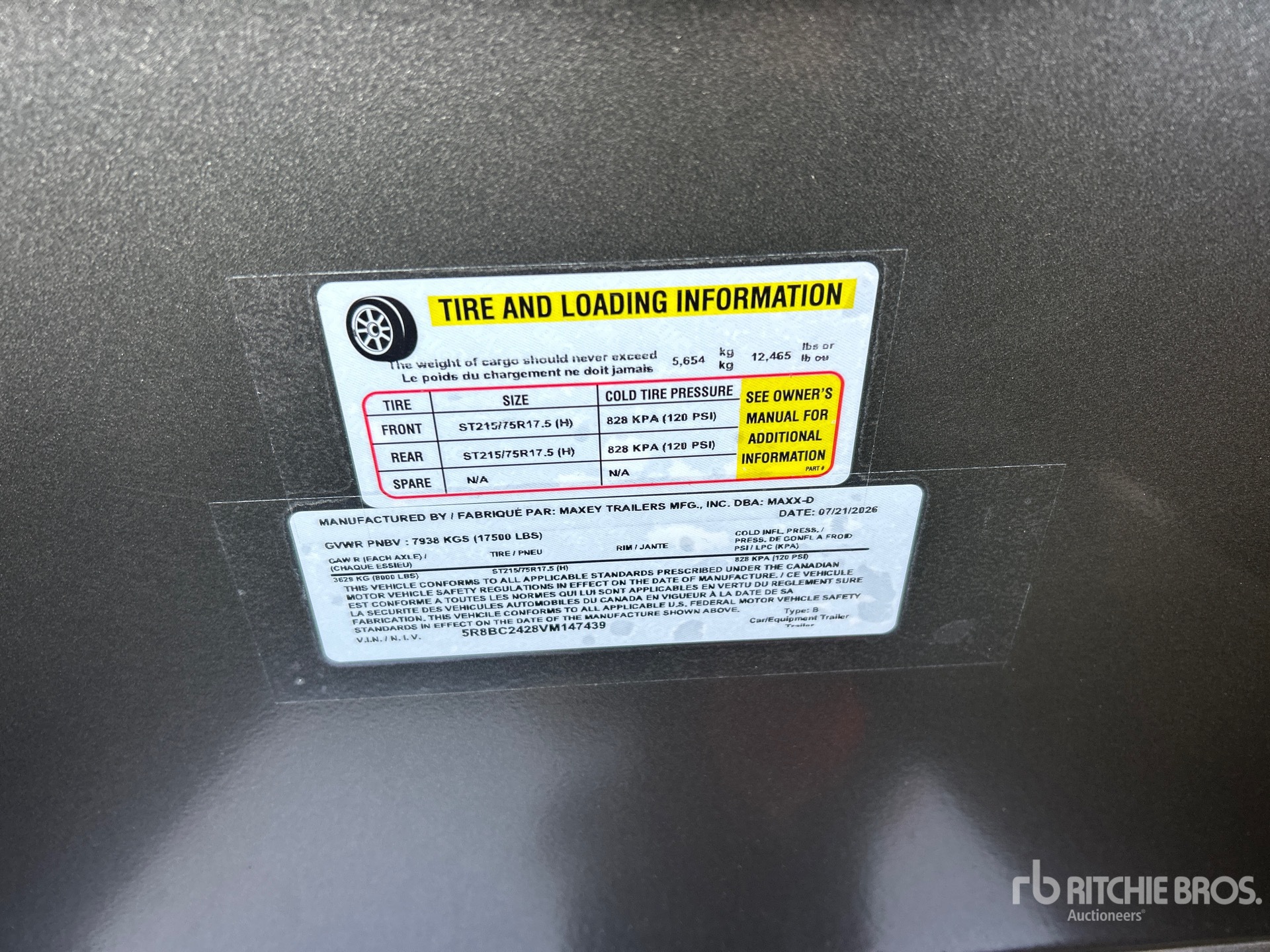 General Appearance with Serial Number / VIN