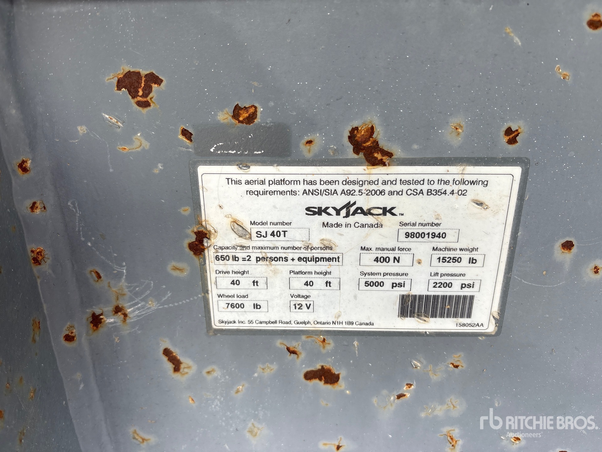 2016 Skyjack SJ40T