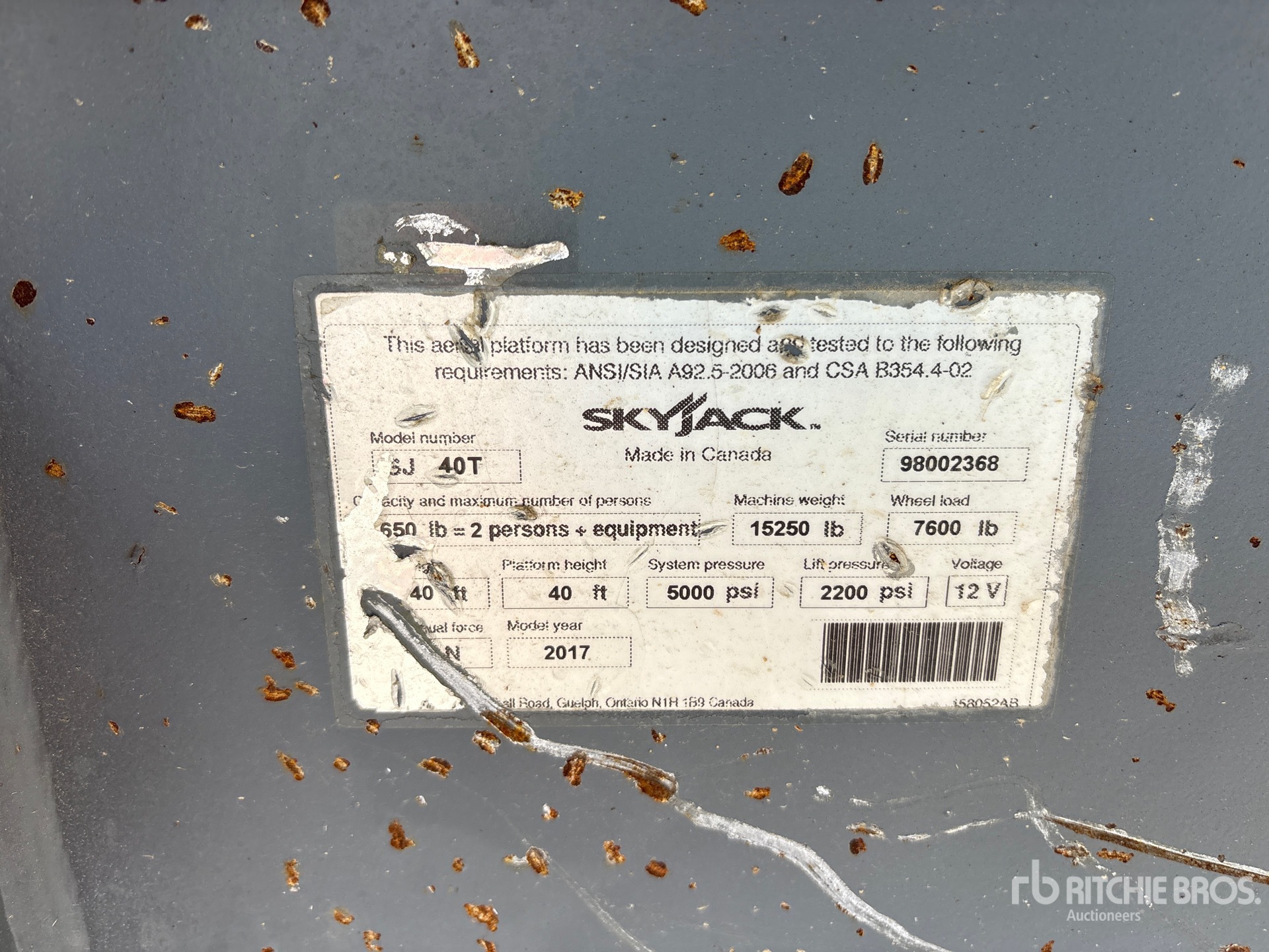 2017 Skyjack SJ40T