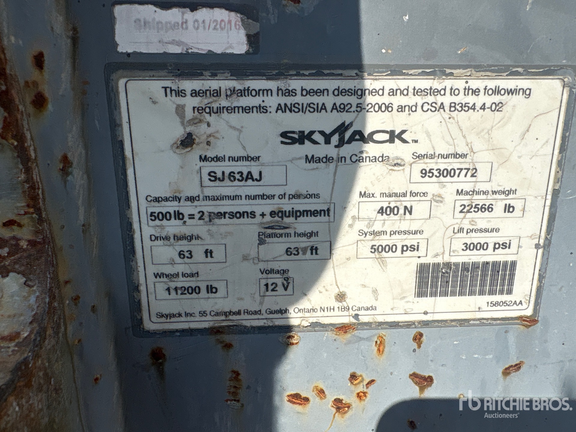 2016 Skyjack SJ63AJ