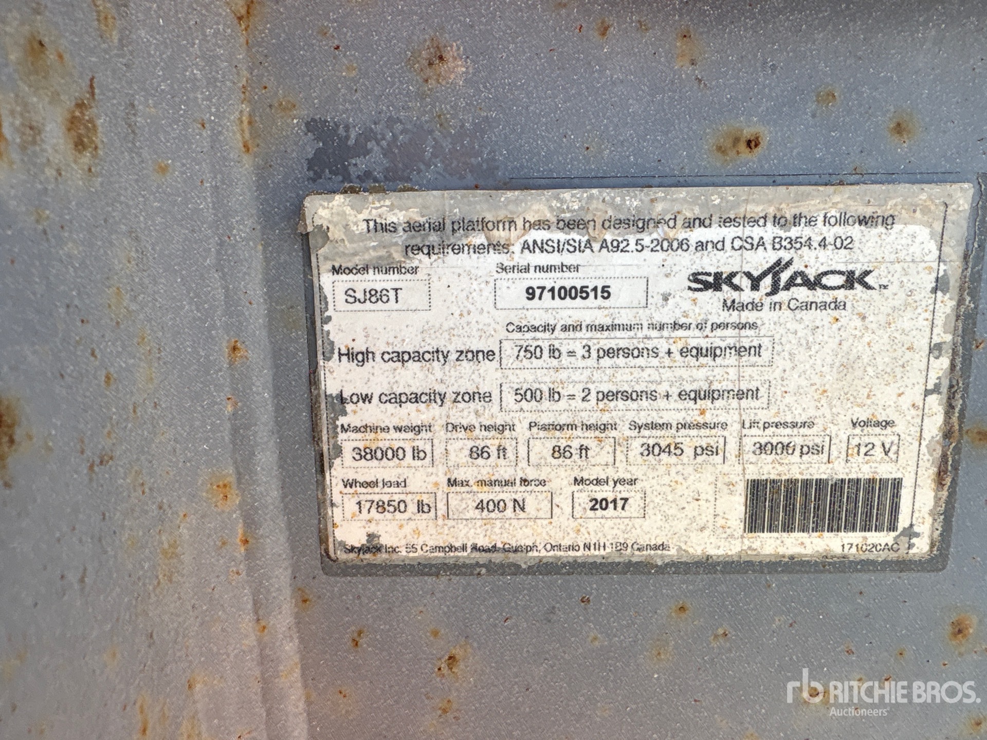 2017 Skyjack SJ86T
