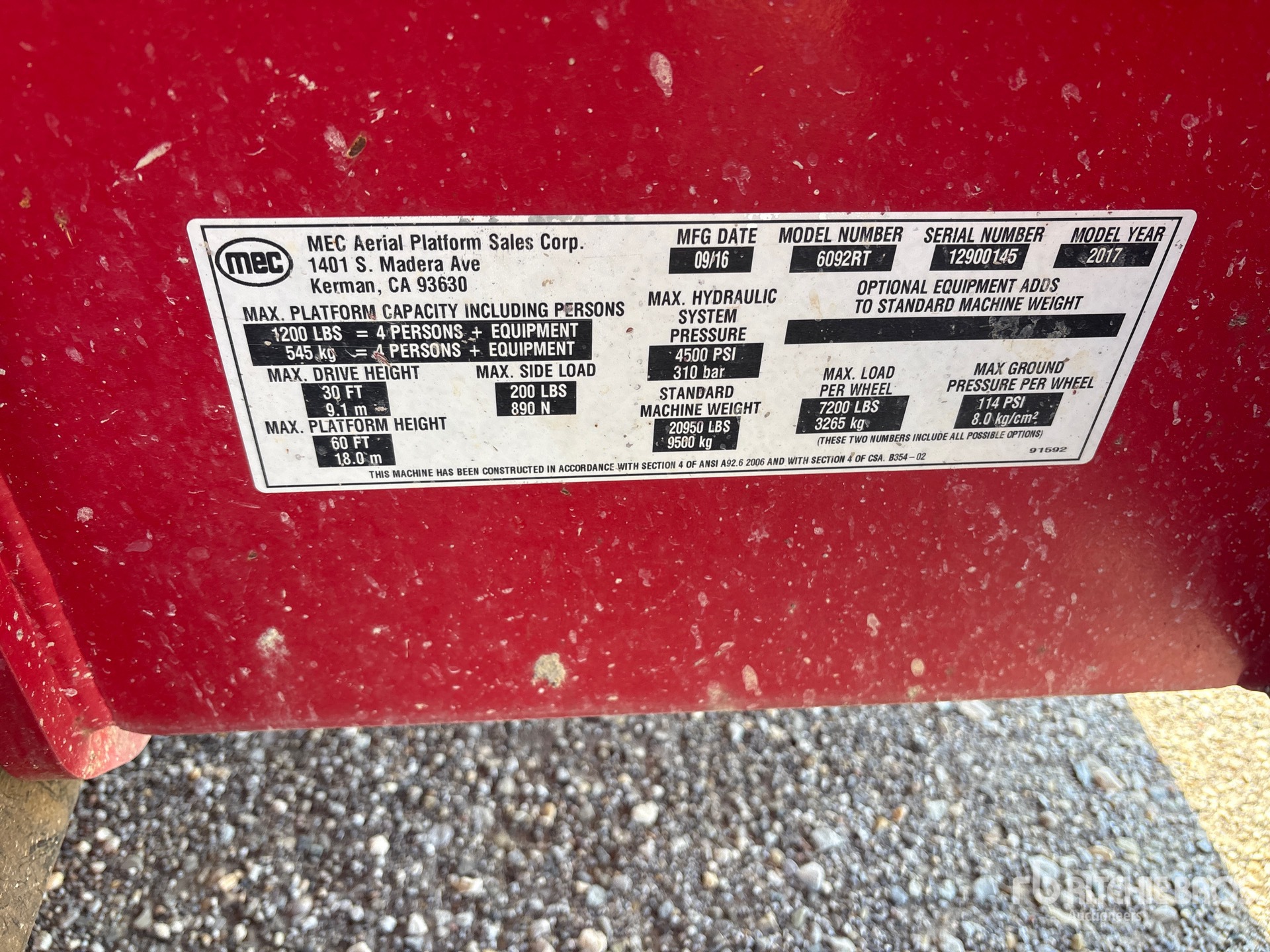 2016 Mec 6092RT
