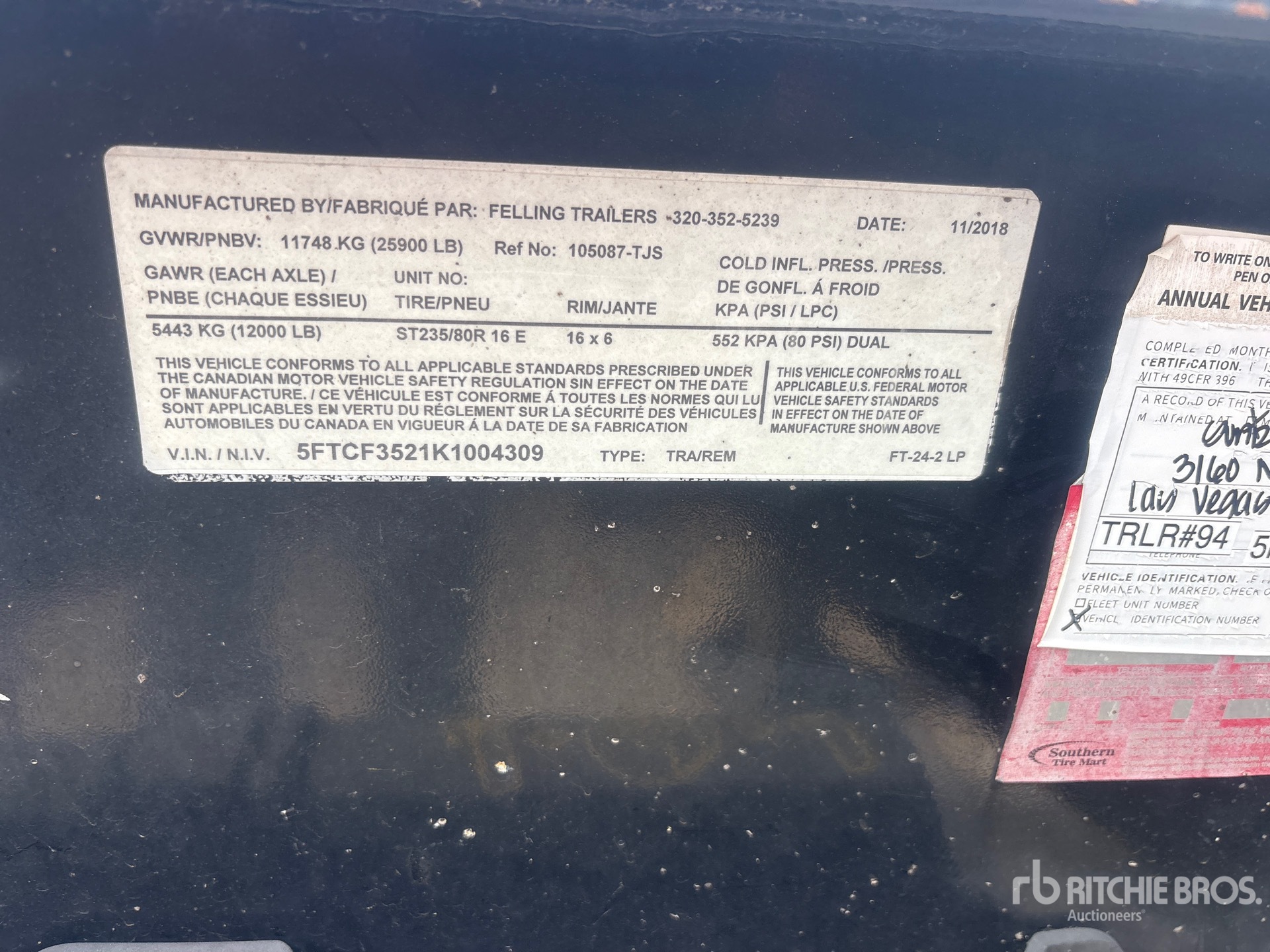 2019 Felling Trailers, Inc. 24000 LB 22 FT T/A