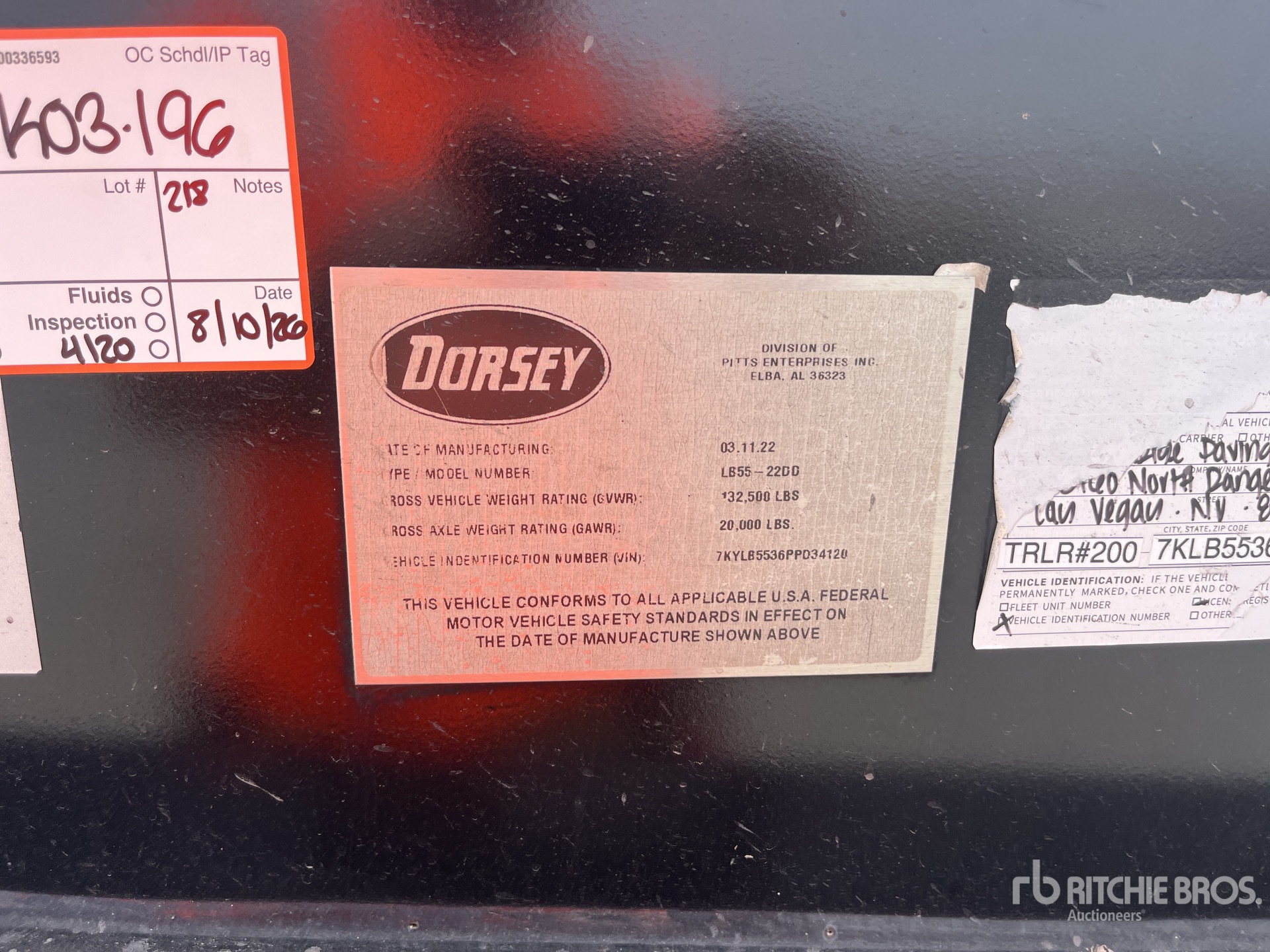 General Appearance with Serial Number / VIN