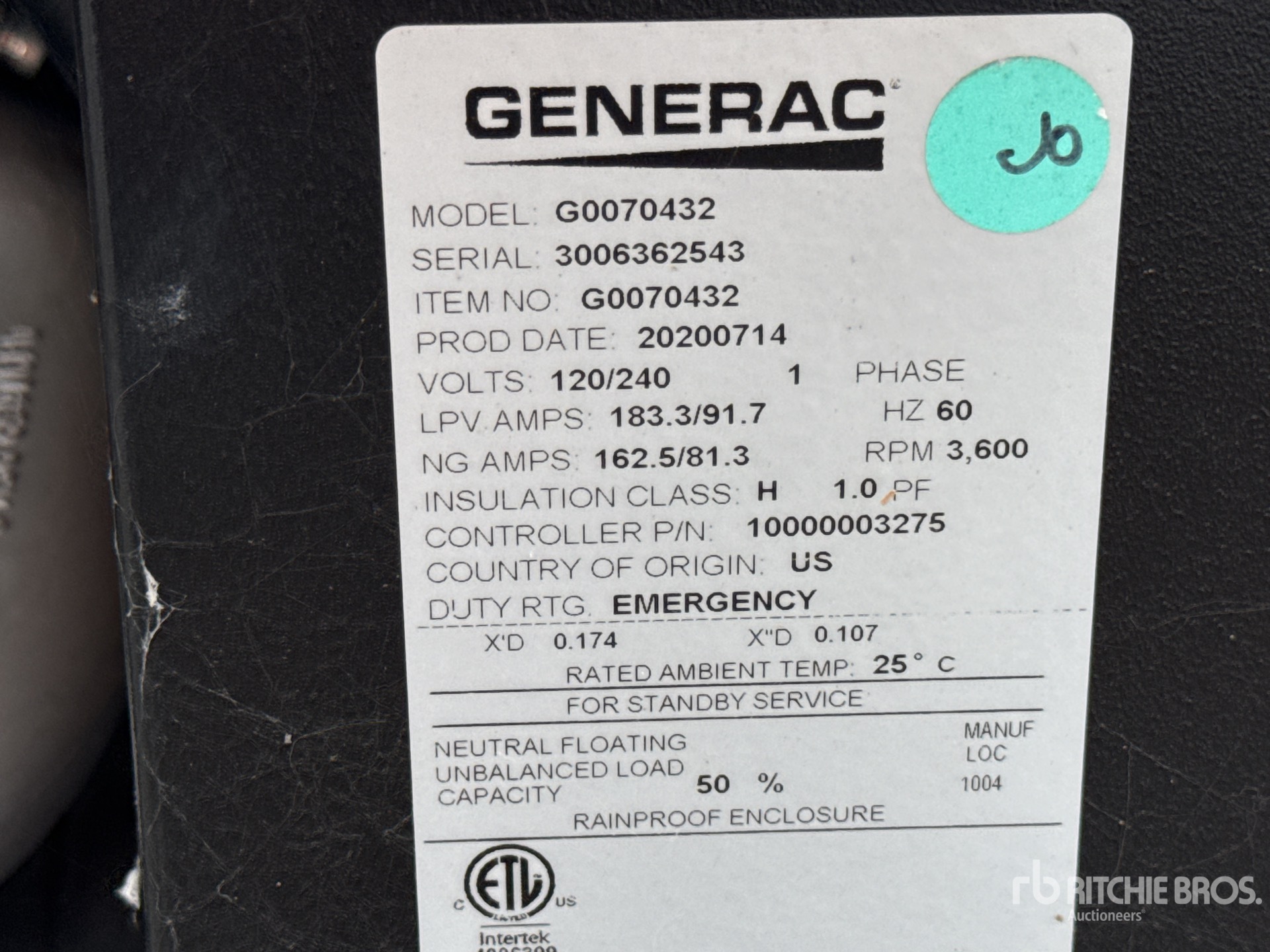 2020 Generac G0070432