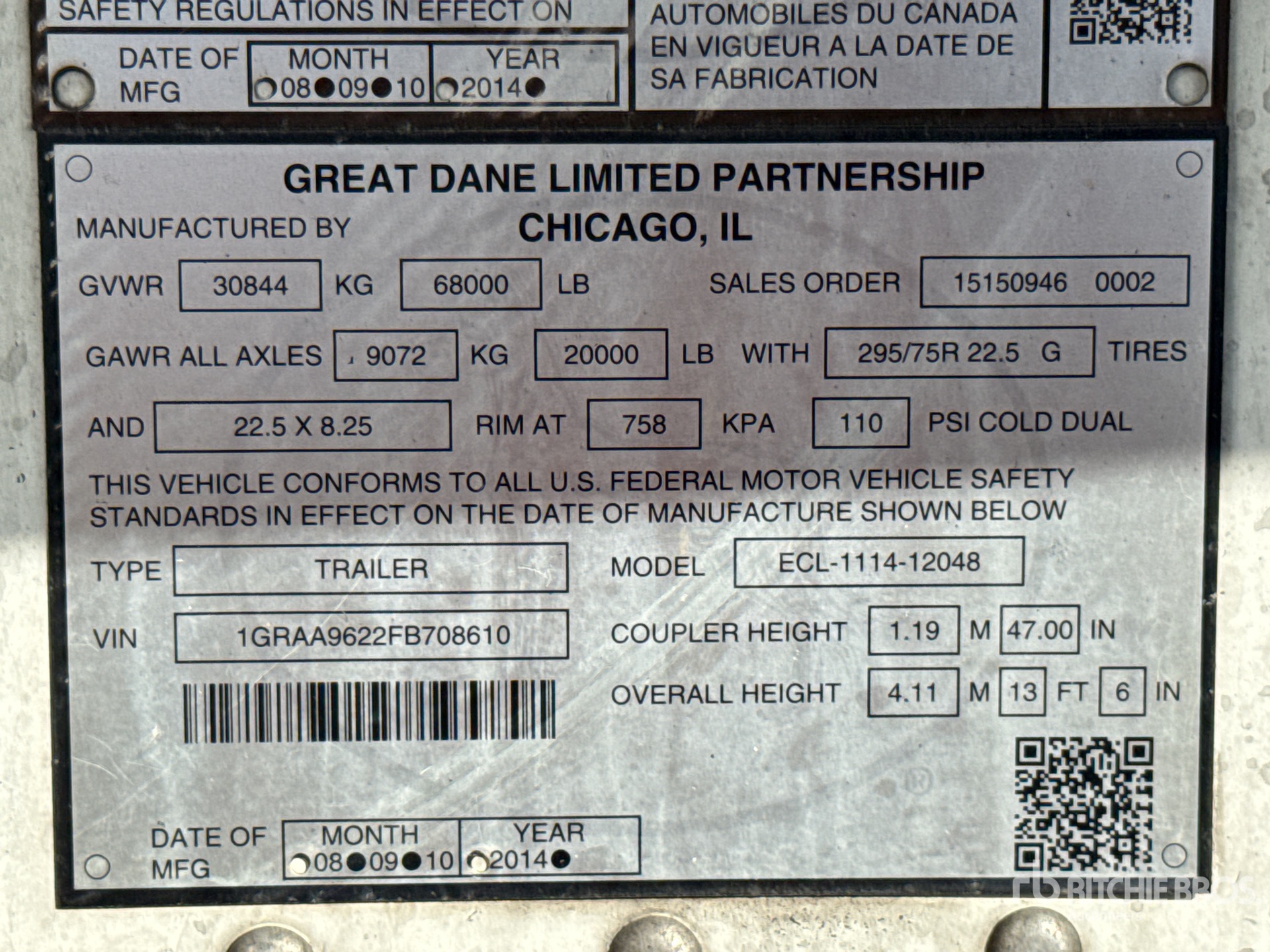 2015 Great Dane ECL-1114-12048