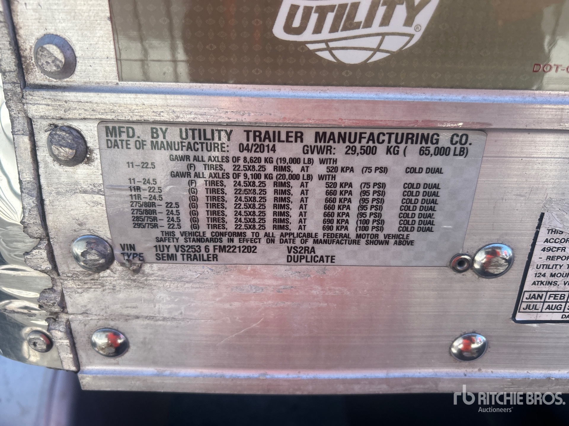Photo of a 2015 Utility 53 ft x 102 in T/A