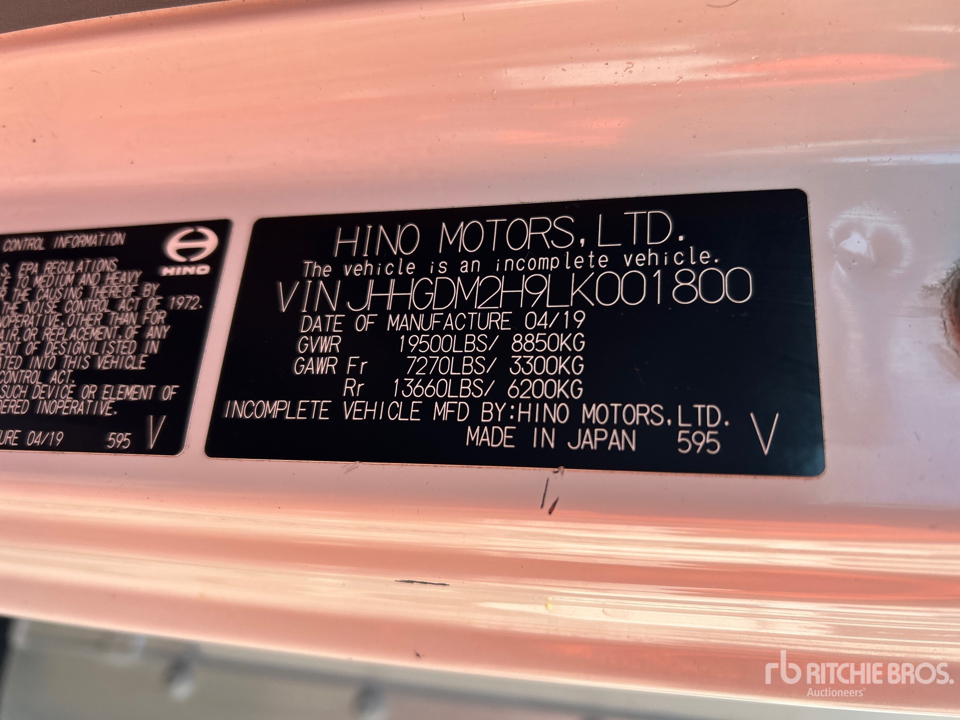 2020 Hino 195