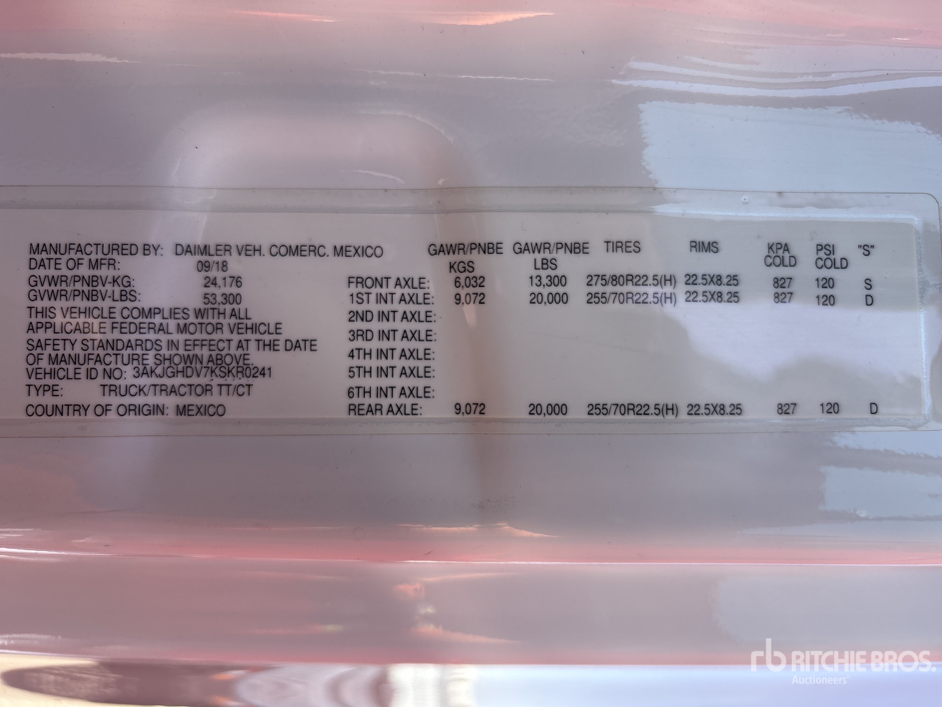 General Appearance with Serial Number / VIN