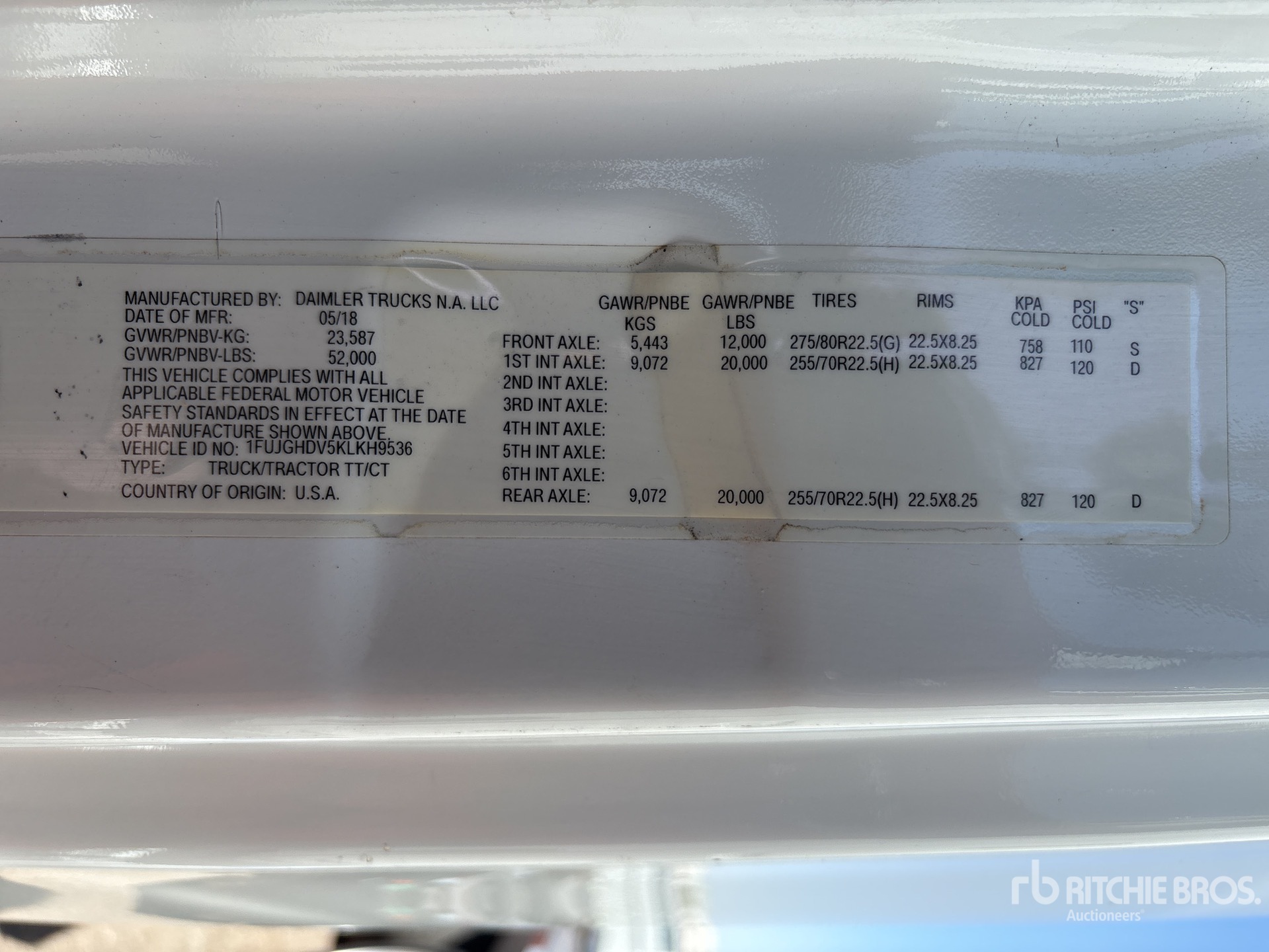 General Appearance with Serial Number / VIN