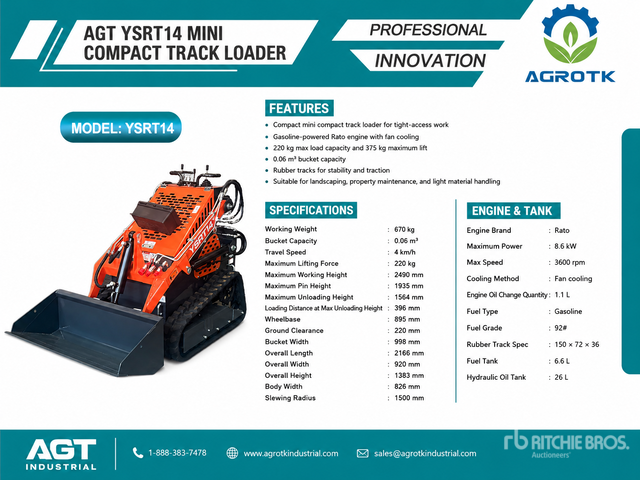 2026 AGT YSRT14 Compact Track Loader