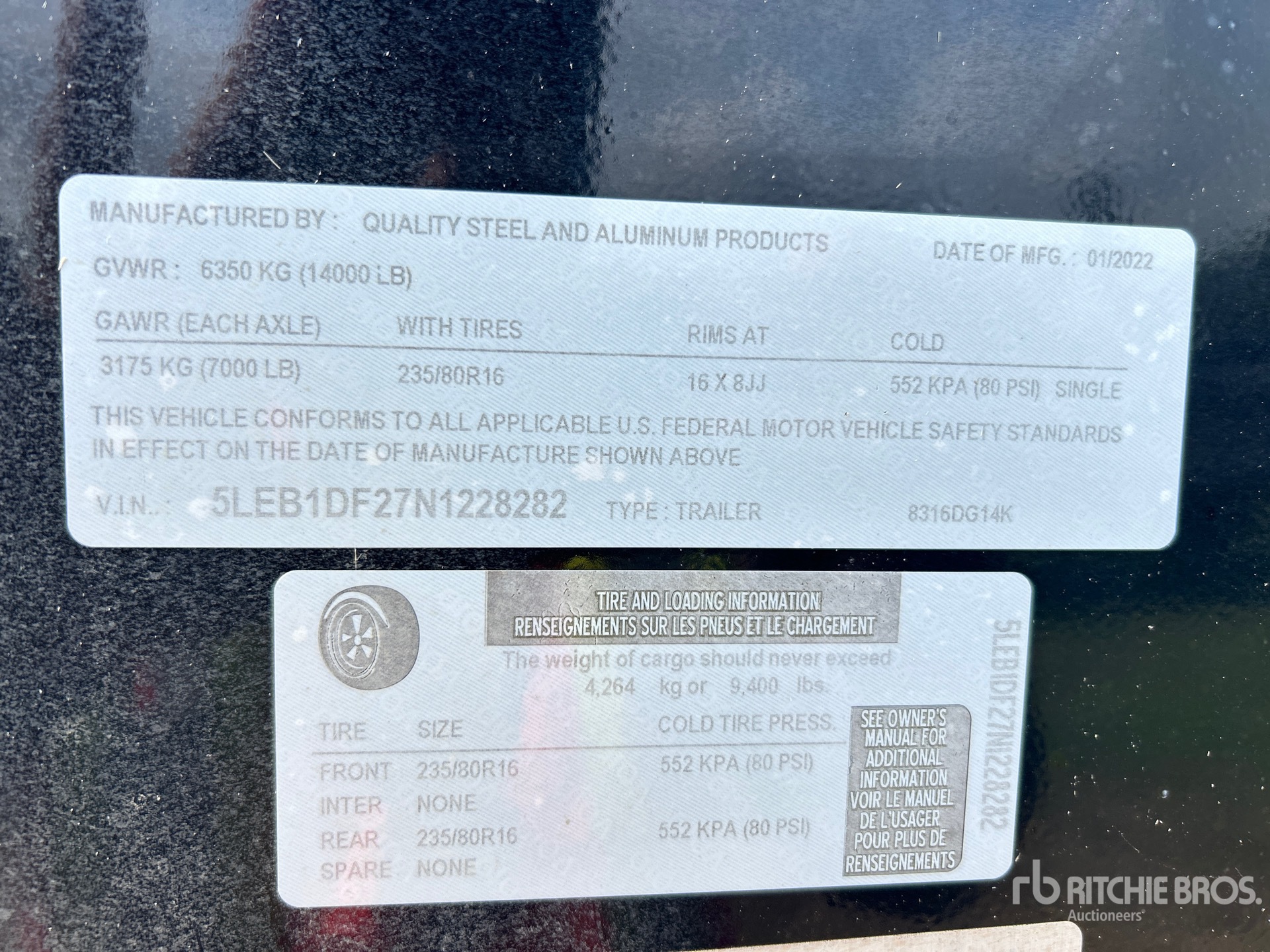 General Appearance with Serial Number / VIN
