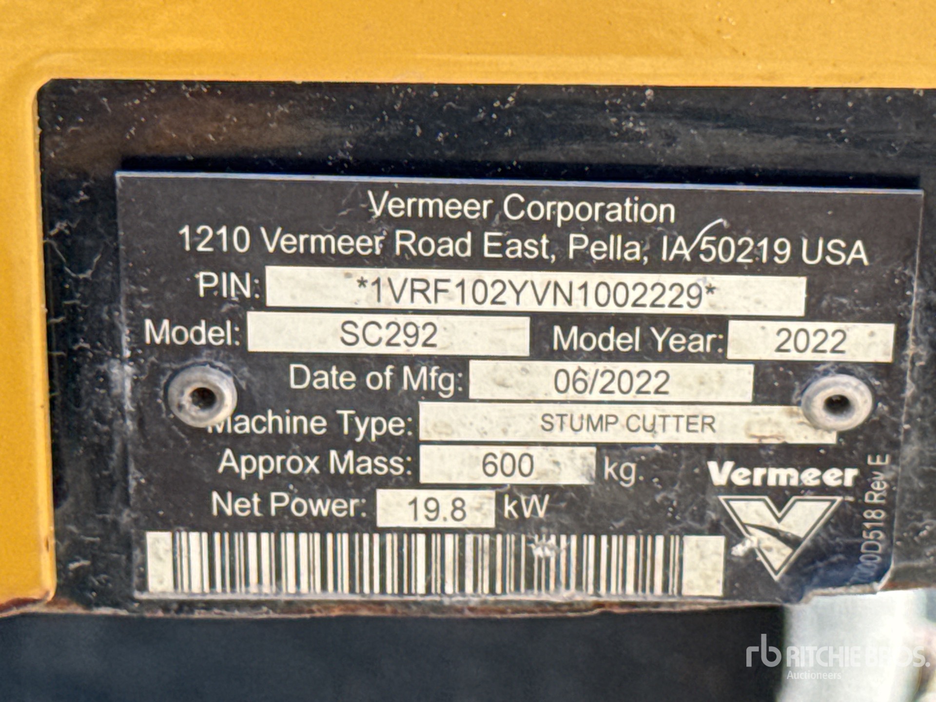2022 Vermeer SC292