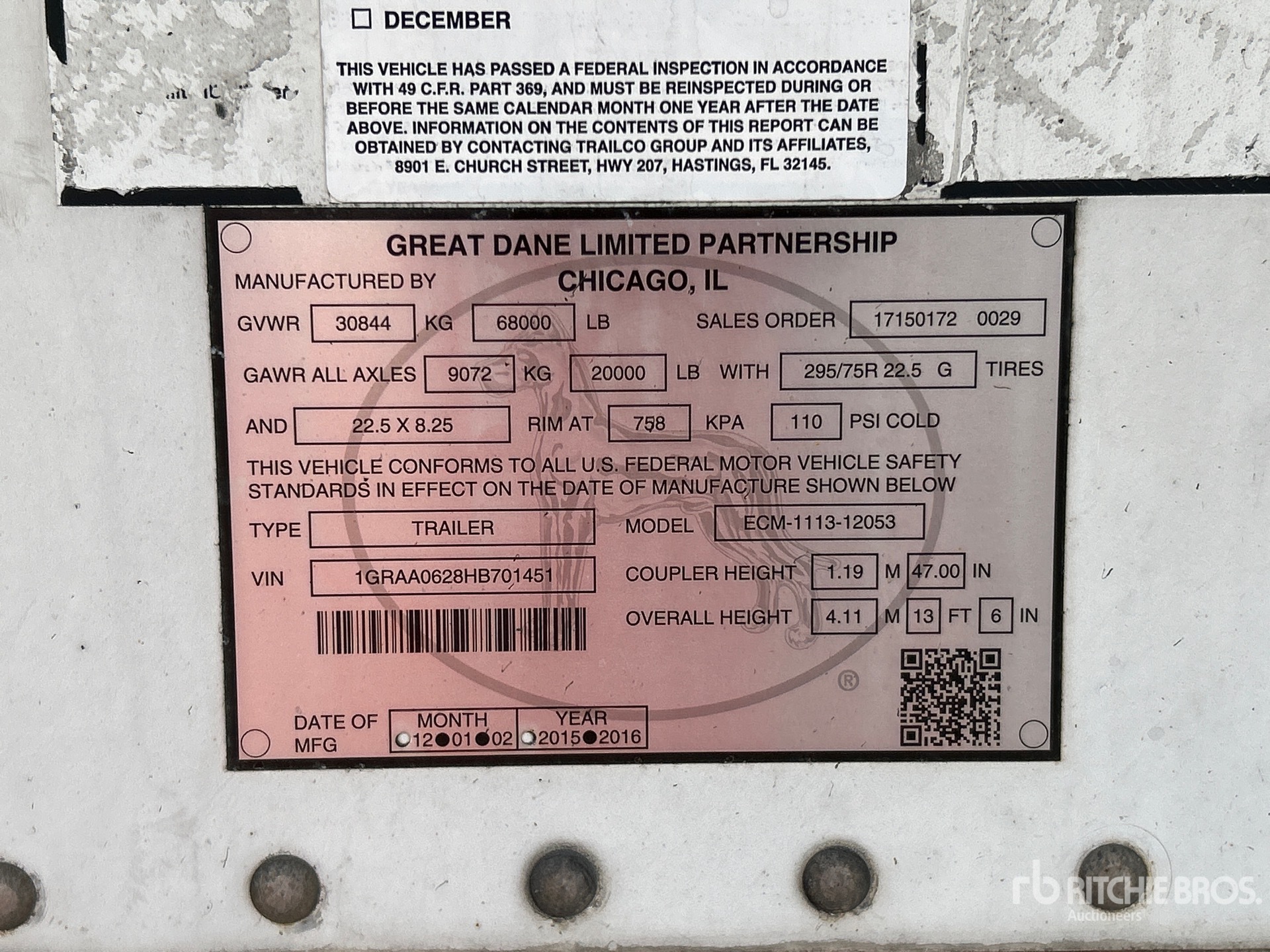 2017 Great Dane 53 ft x 102 in T/A Multi -Temp