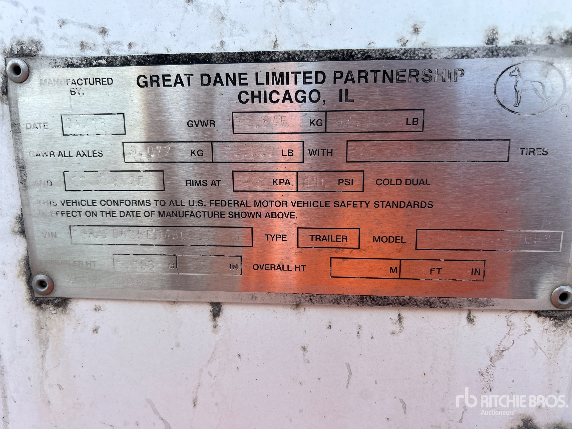 2014 Great Dane 53 ft x 102 in T/A
