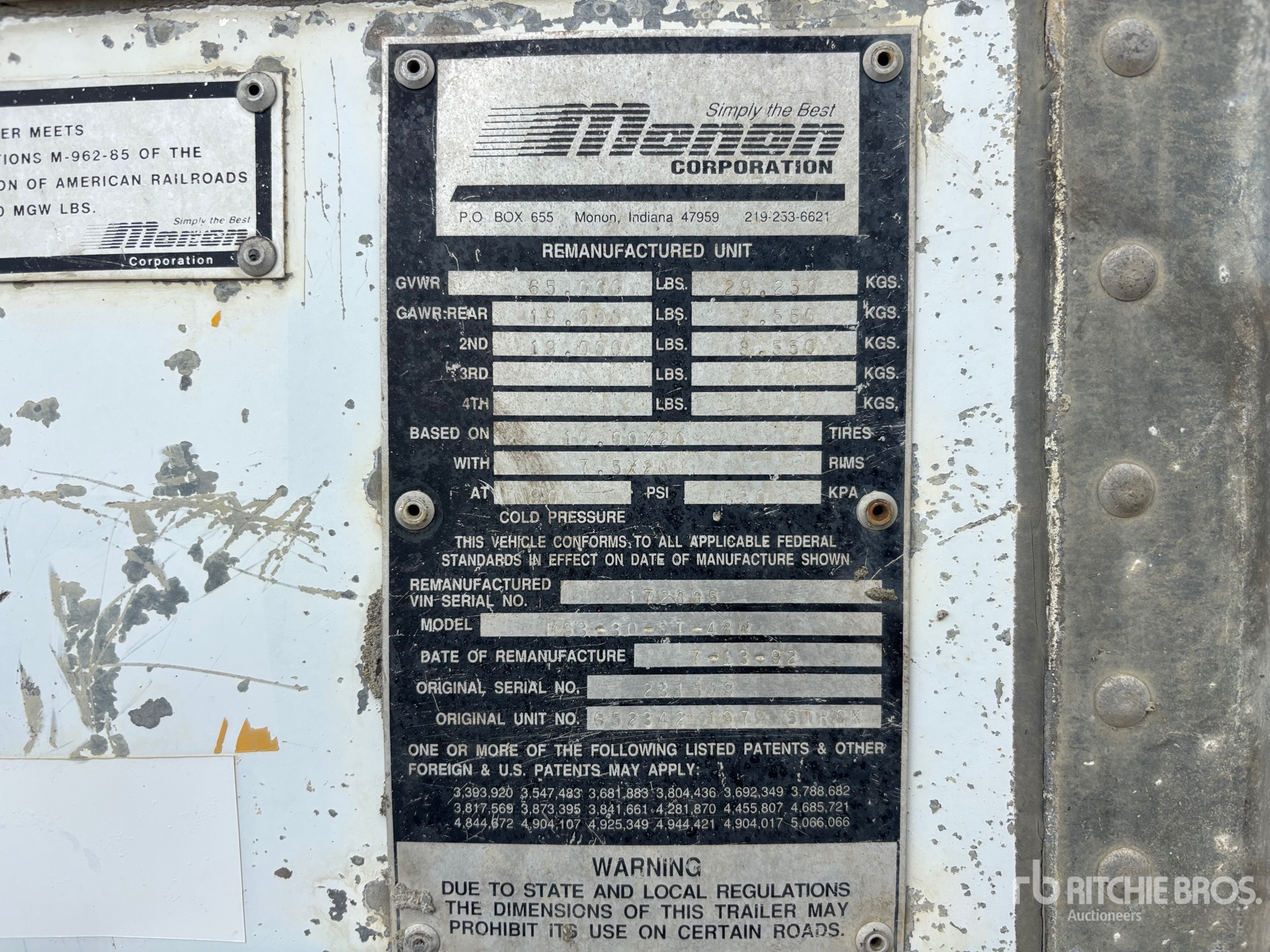1992 Monon 48 ft x 102 in T/A Storage