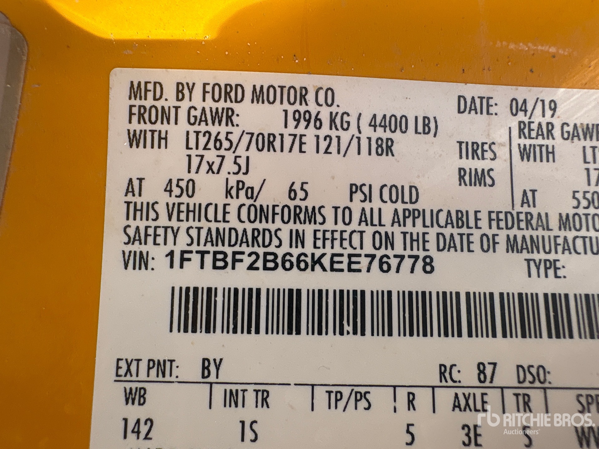 General Appearance with Serial Number / VIN