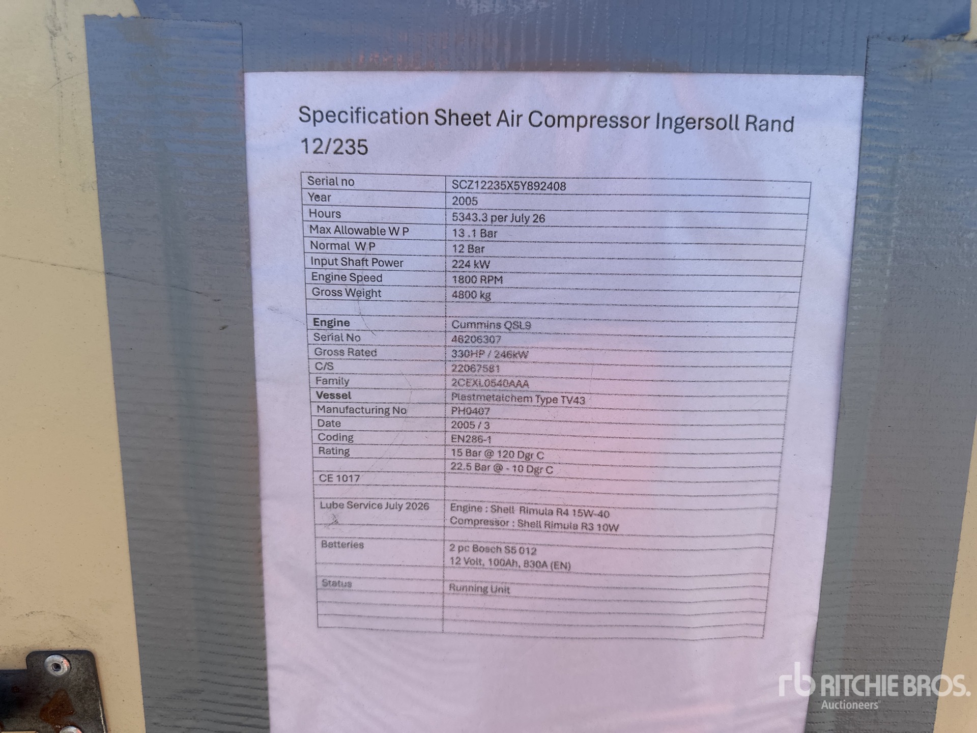 2005 Ingersoll Rand 12/235