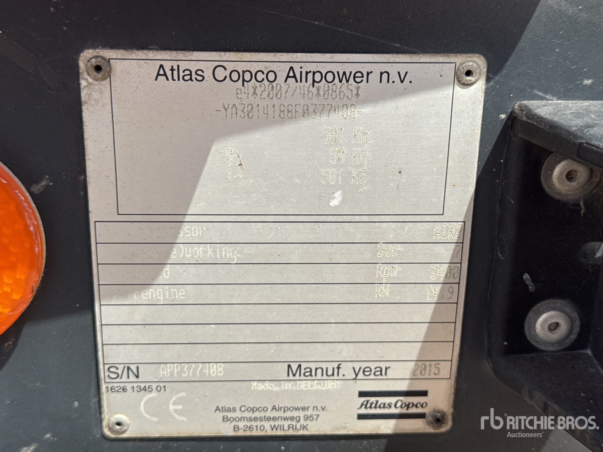 2015 Atlas Copco MOBILE COMPRESSEUR A AIR (INOPE ...