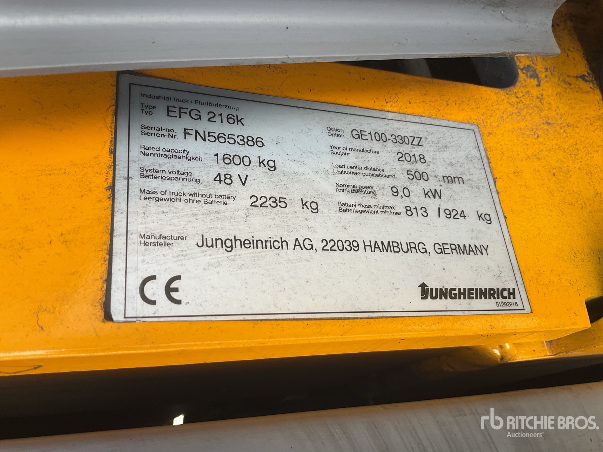 2018 Jungheinrich EFG216K